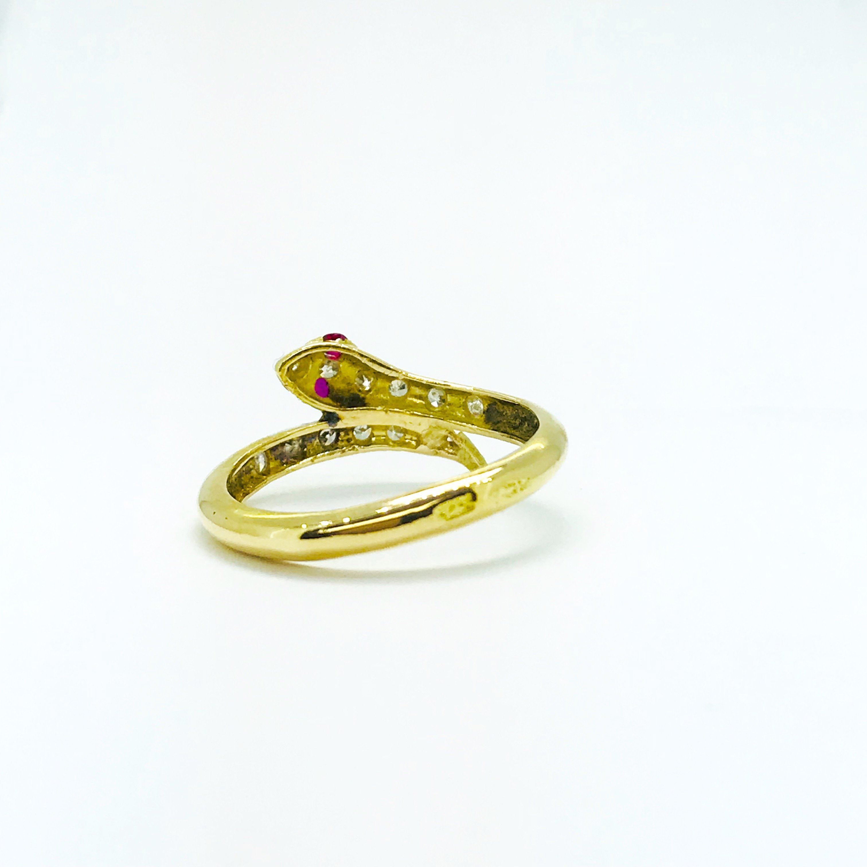 Diamond and Ruby Snake Ring