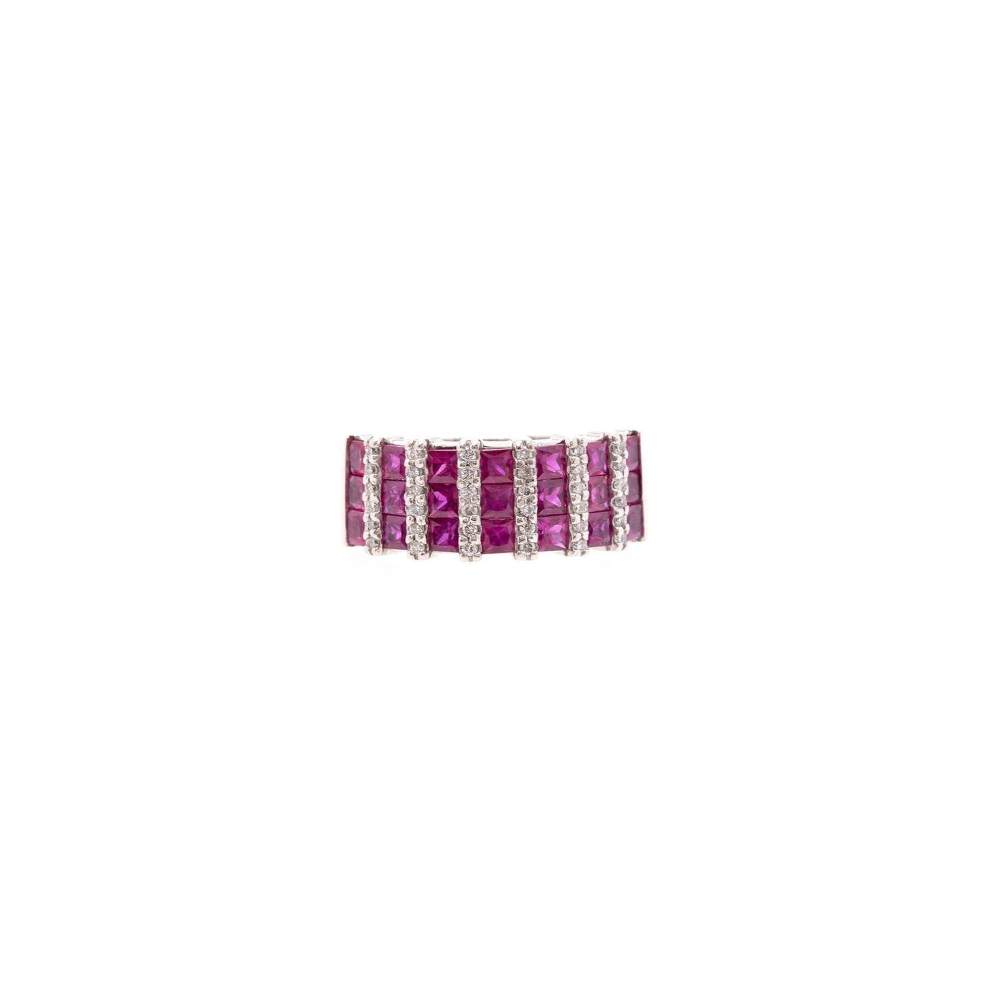 EFFY 14k White Gold Ruby and Diamond Ring