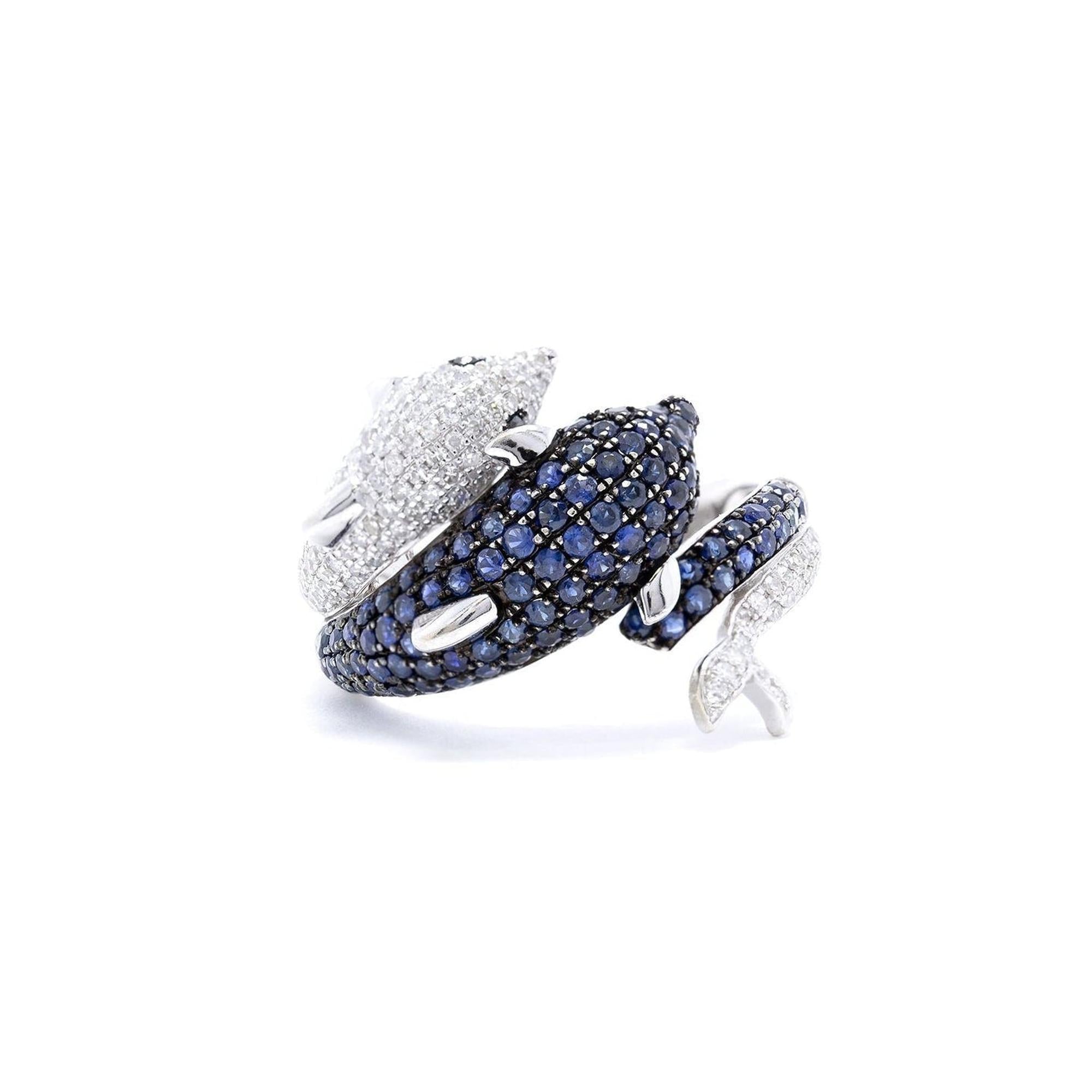 EFFY Seaside Blue Sapphire & Diamond Dolphin Ring