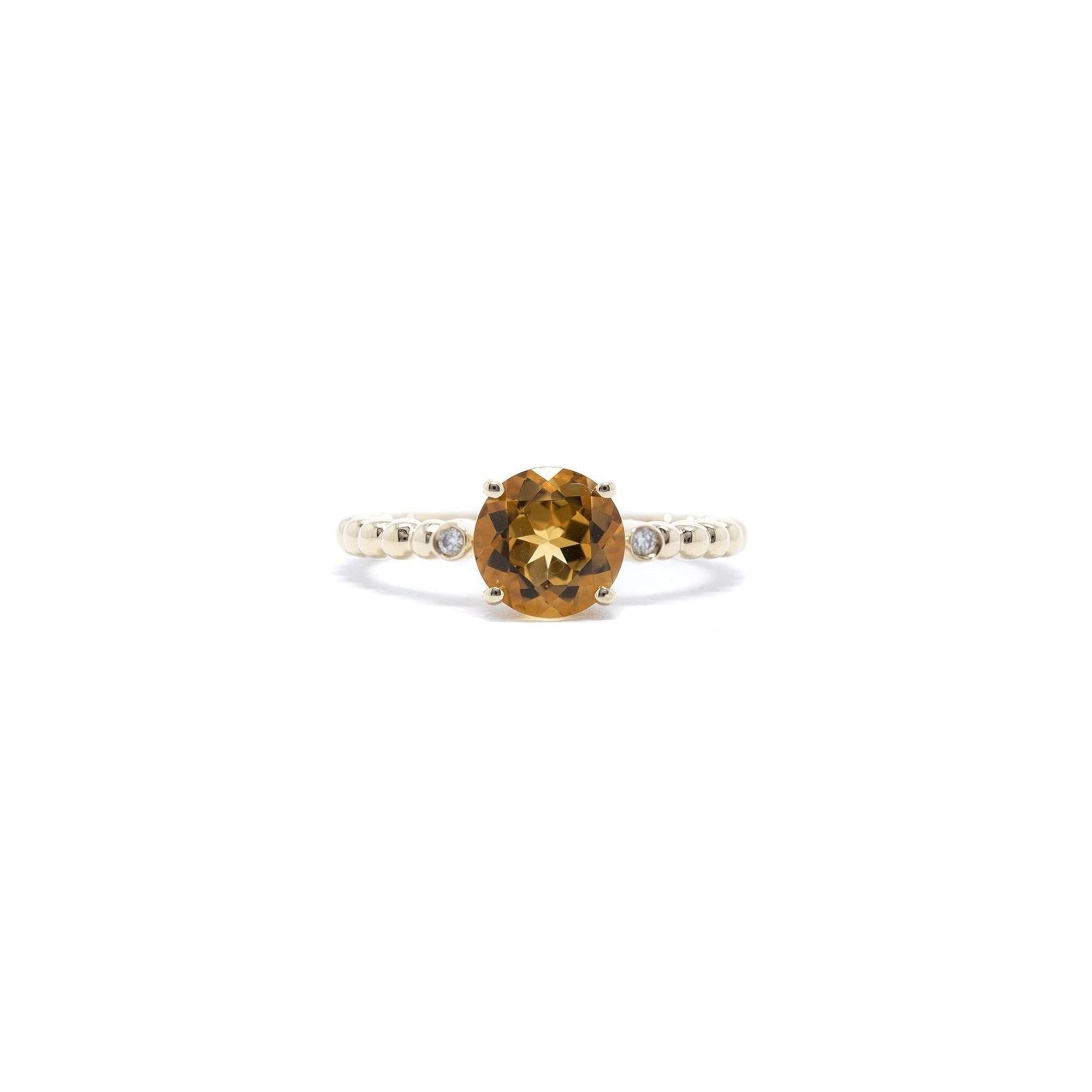 EFFY Sunset 14k Gold Citrine & Diamond Ring