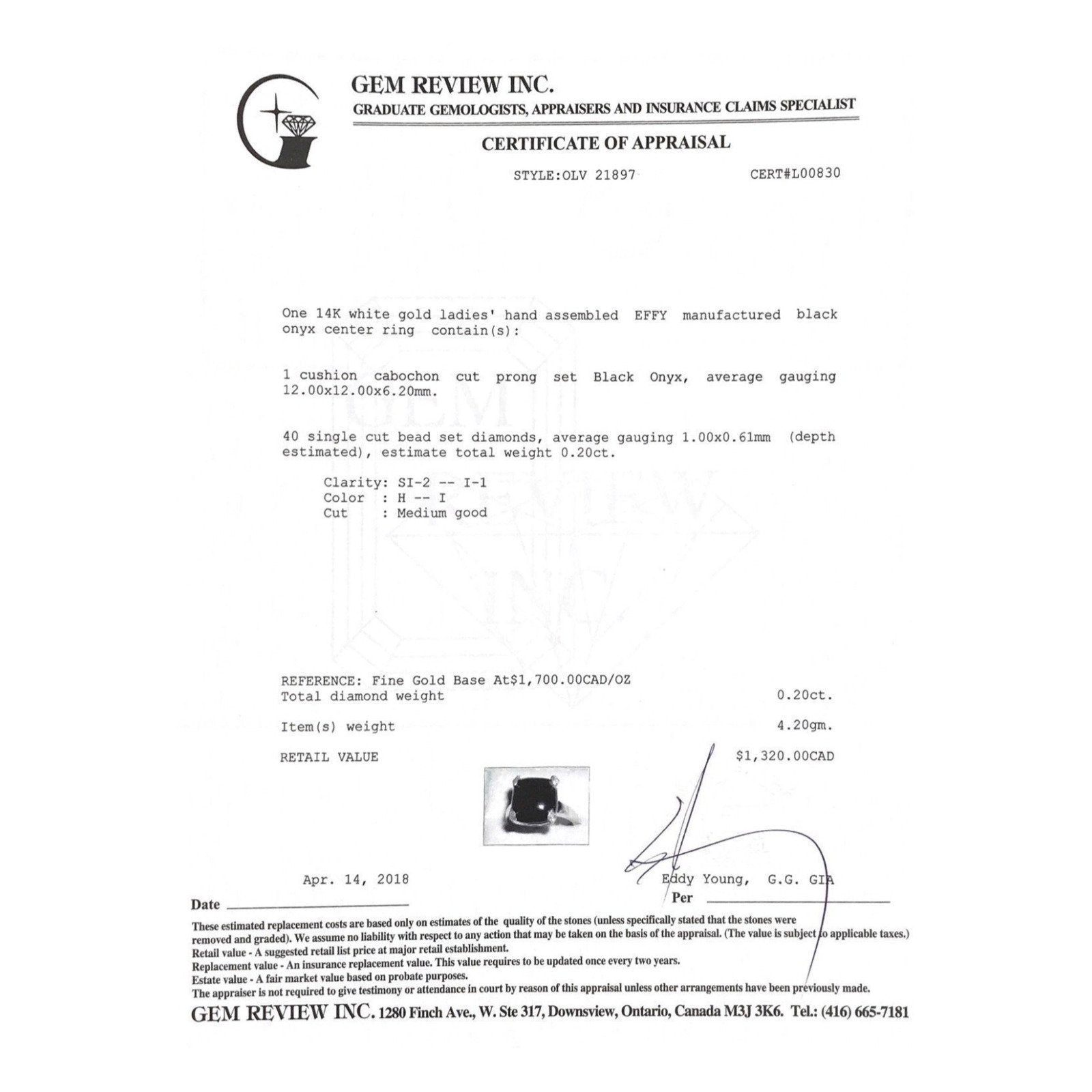 Effy Black Onyx Ring