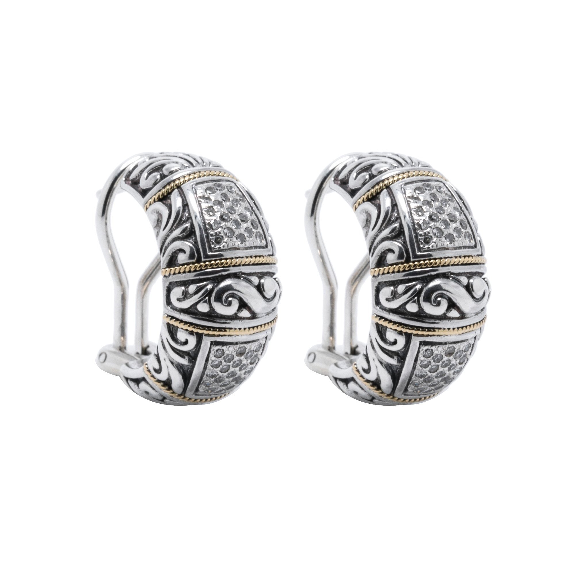 Effy Two-Tone Diamond Hoop Earrings