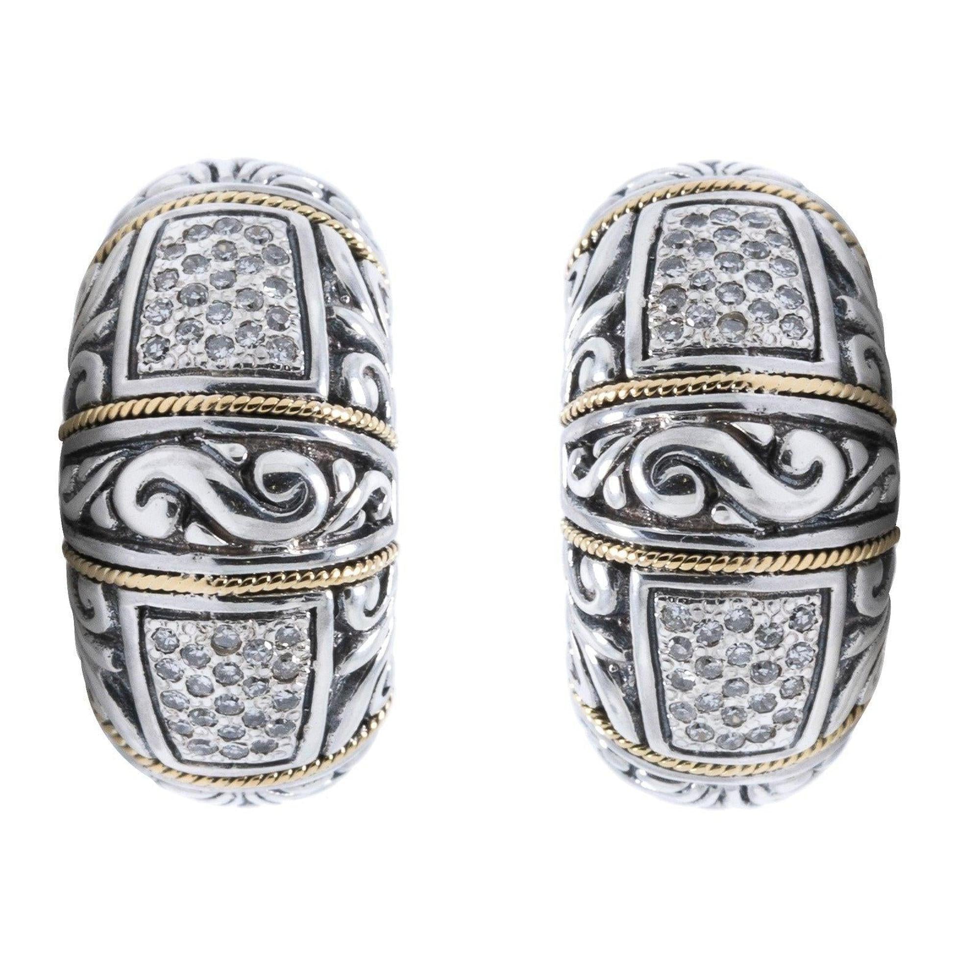 Effy Two-Tone Diamond Hoop Earrings