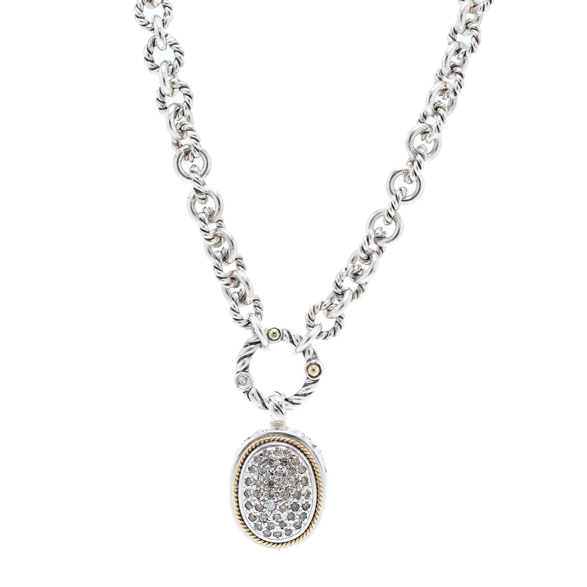 Effy Two-Tone Diamond Pendant Toggle Necklace