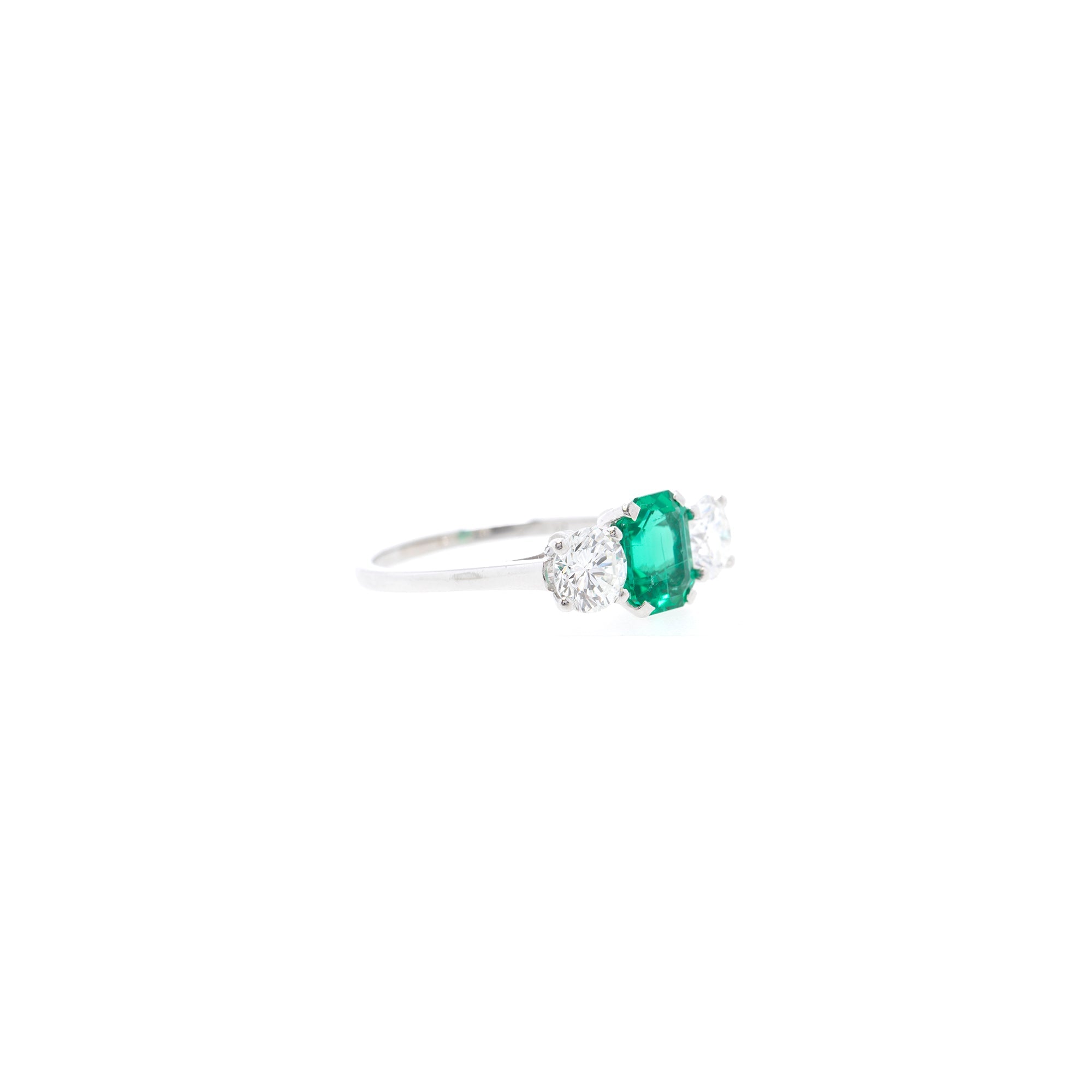 Emerald & Diamond Three Stone Ring