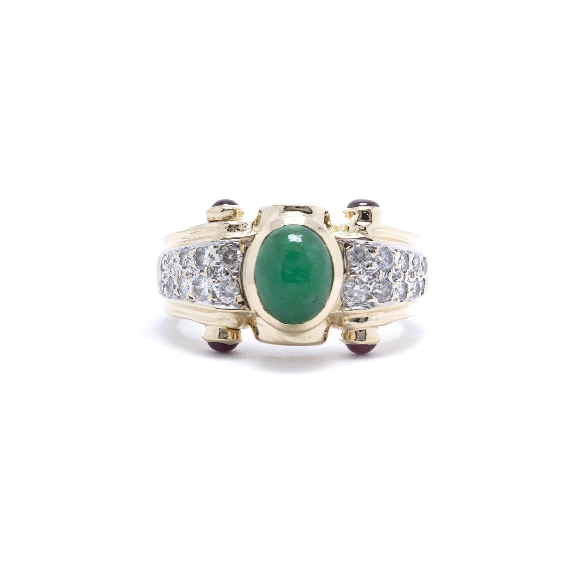 Emerald, Ruby, & Diamond Ring