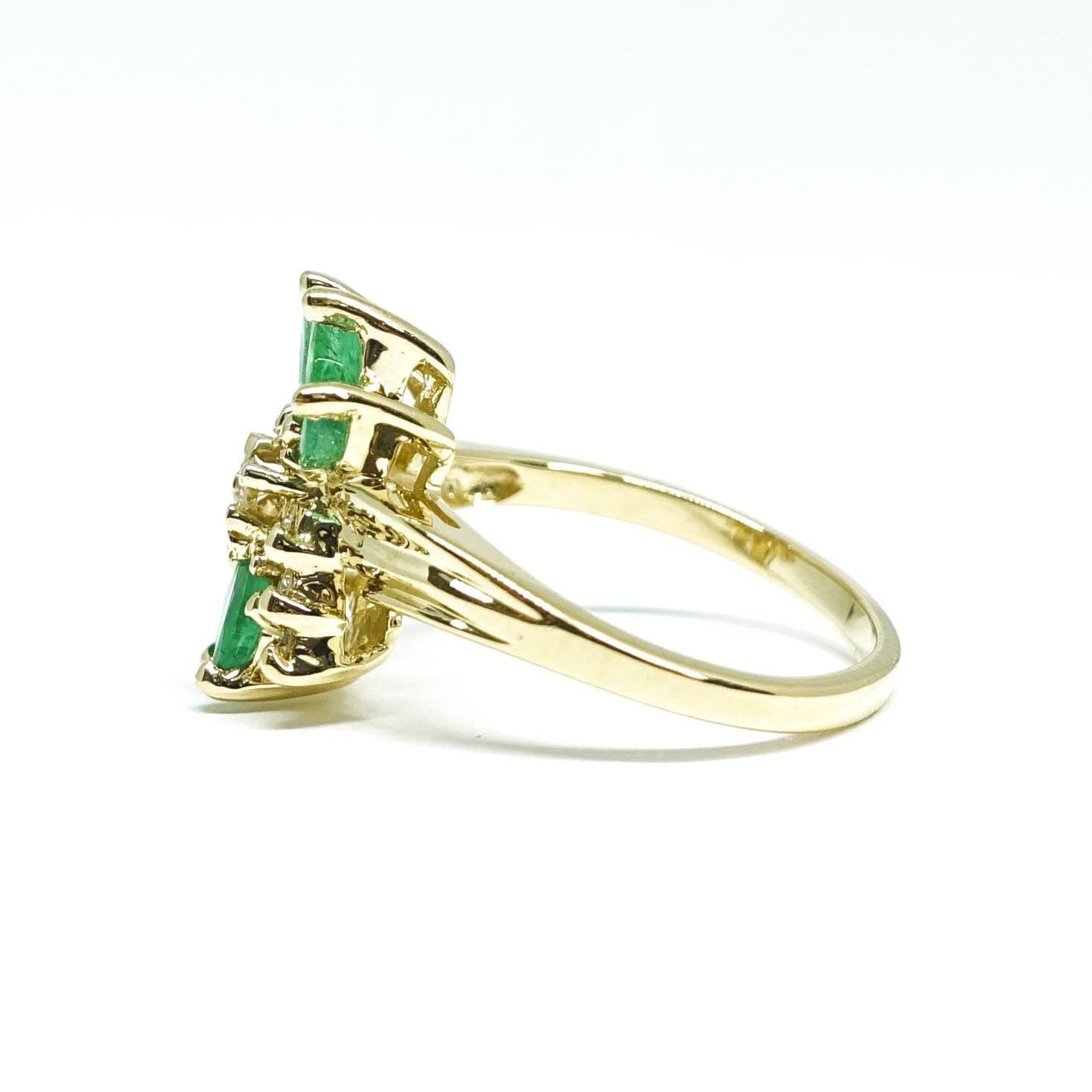 Emerald and Diamond Cluster Ring