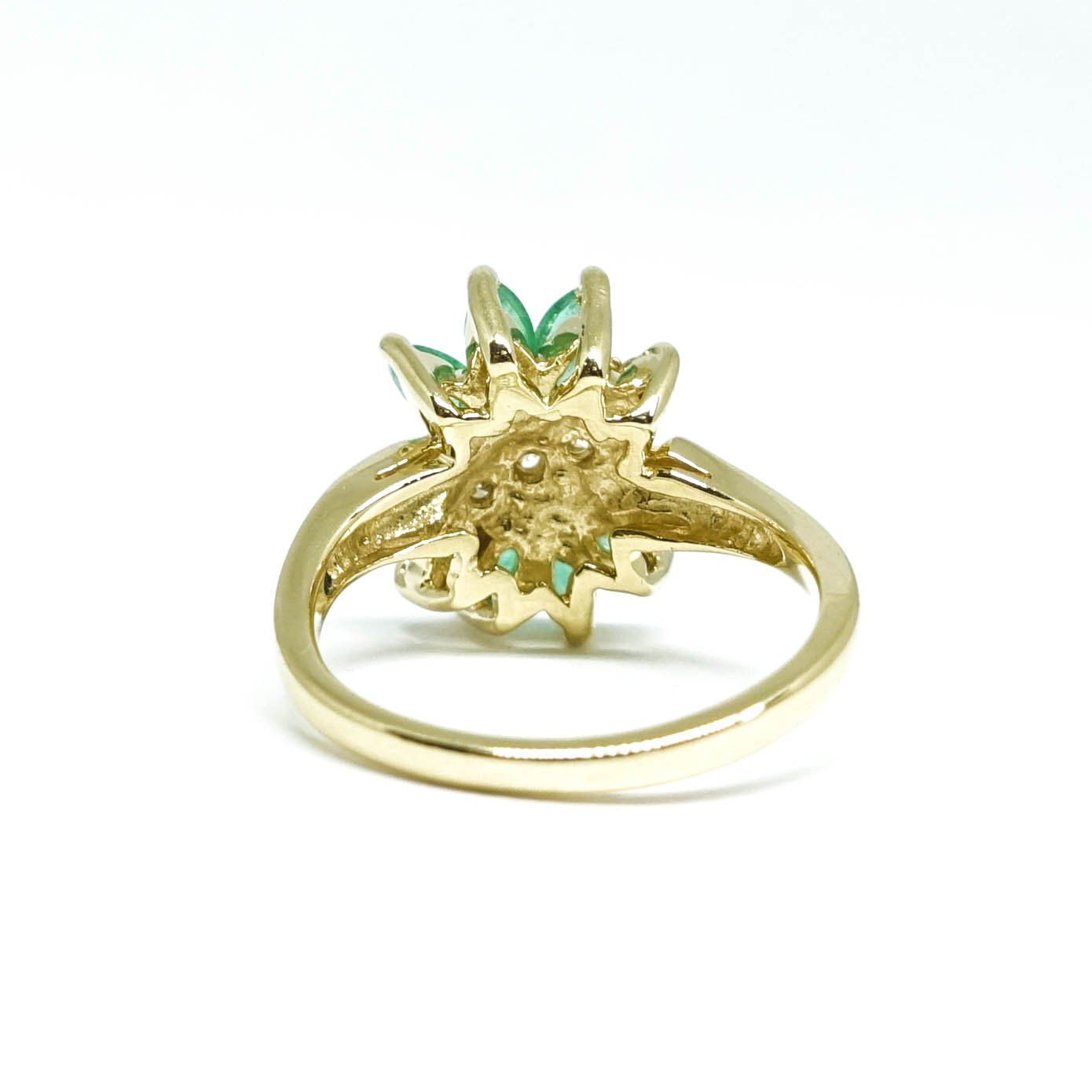 Emerald and Diamond Cluster Ring