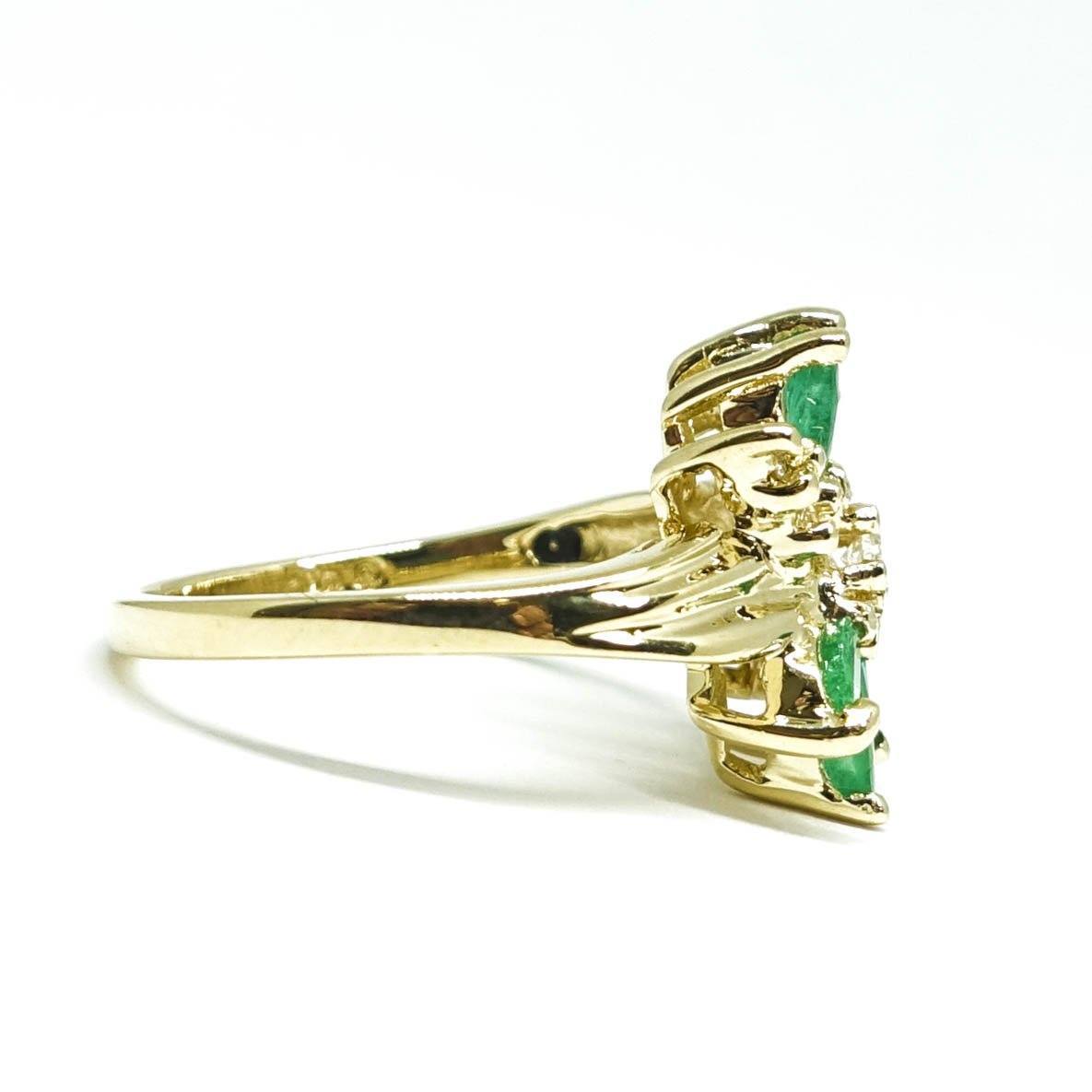 Emerald and Diamond Cluster Ring