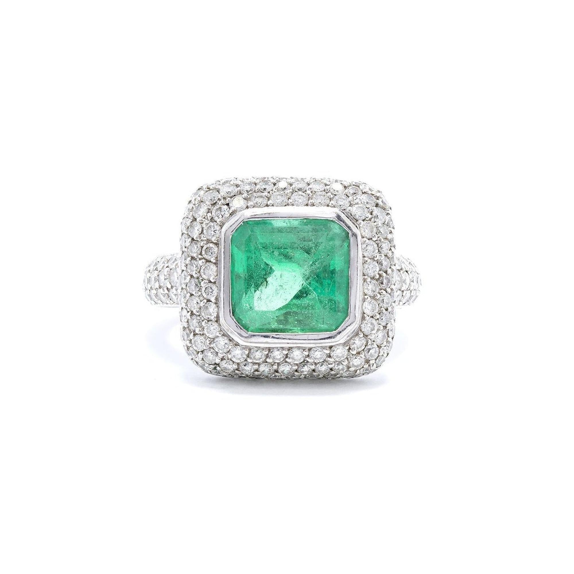 Emerald and Diamond Cocktail Ring