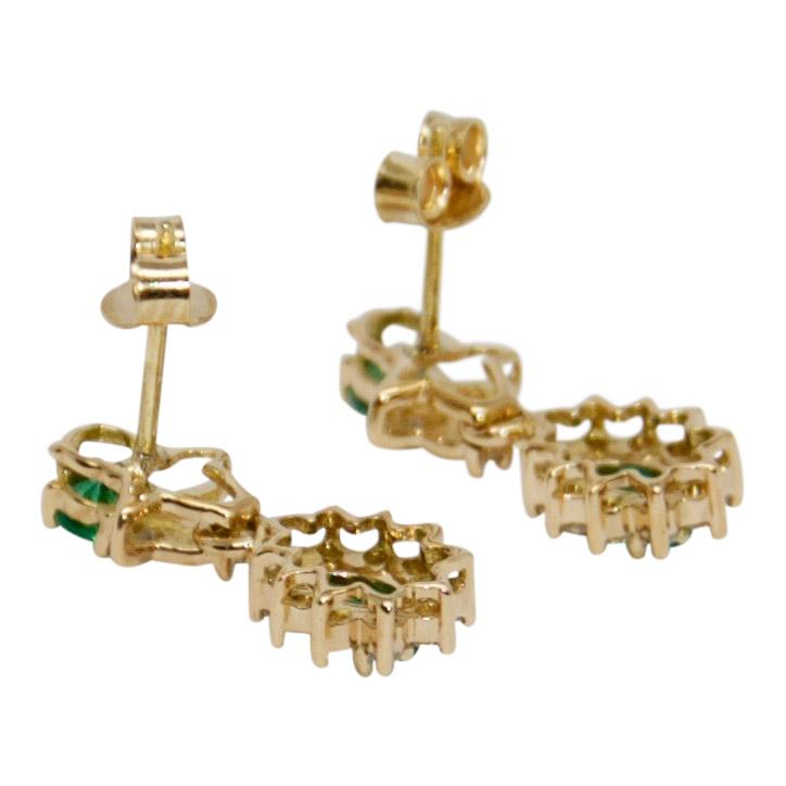 Emerald and Diamond Drop Earrings
