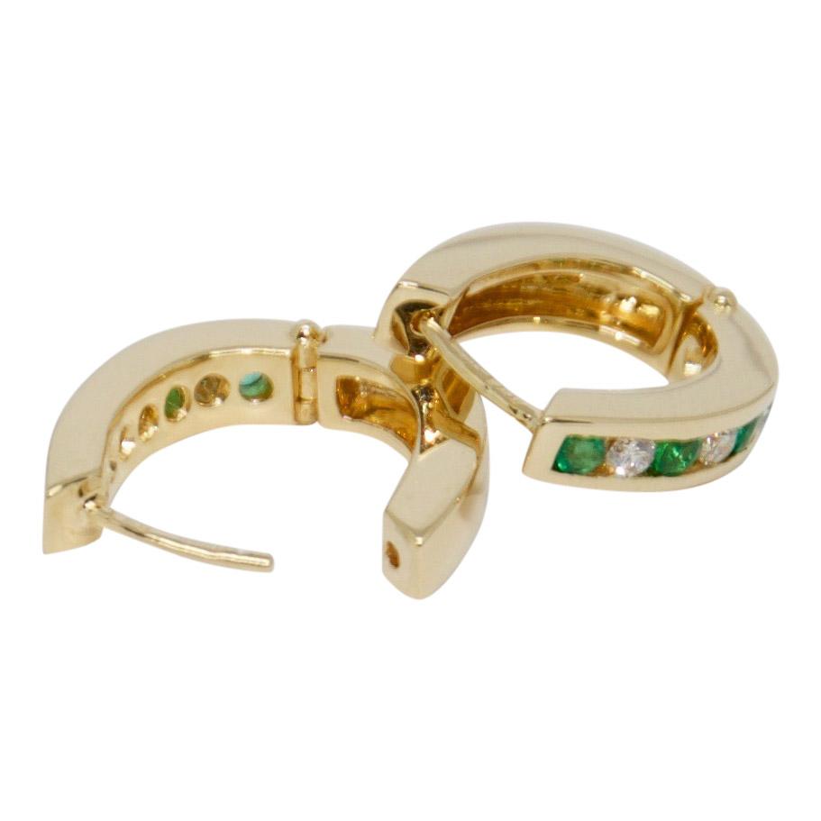 Emerald and Diamond Huggie Earrings