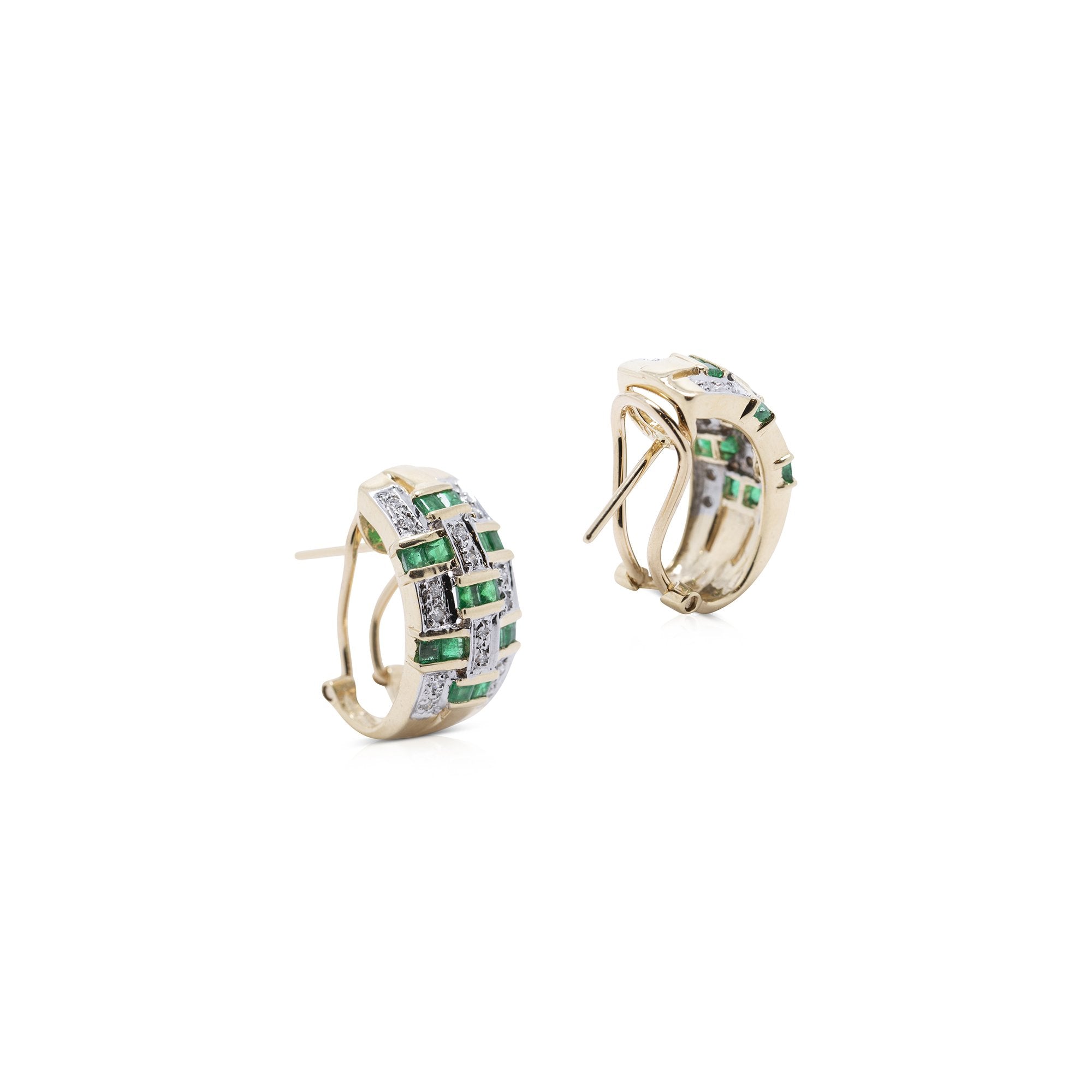 Emerald and Diamond Huggie Earrings