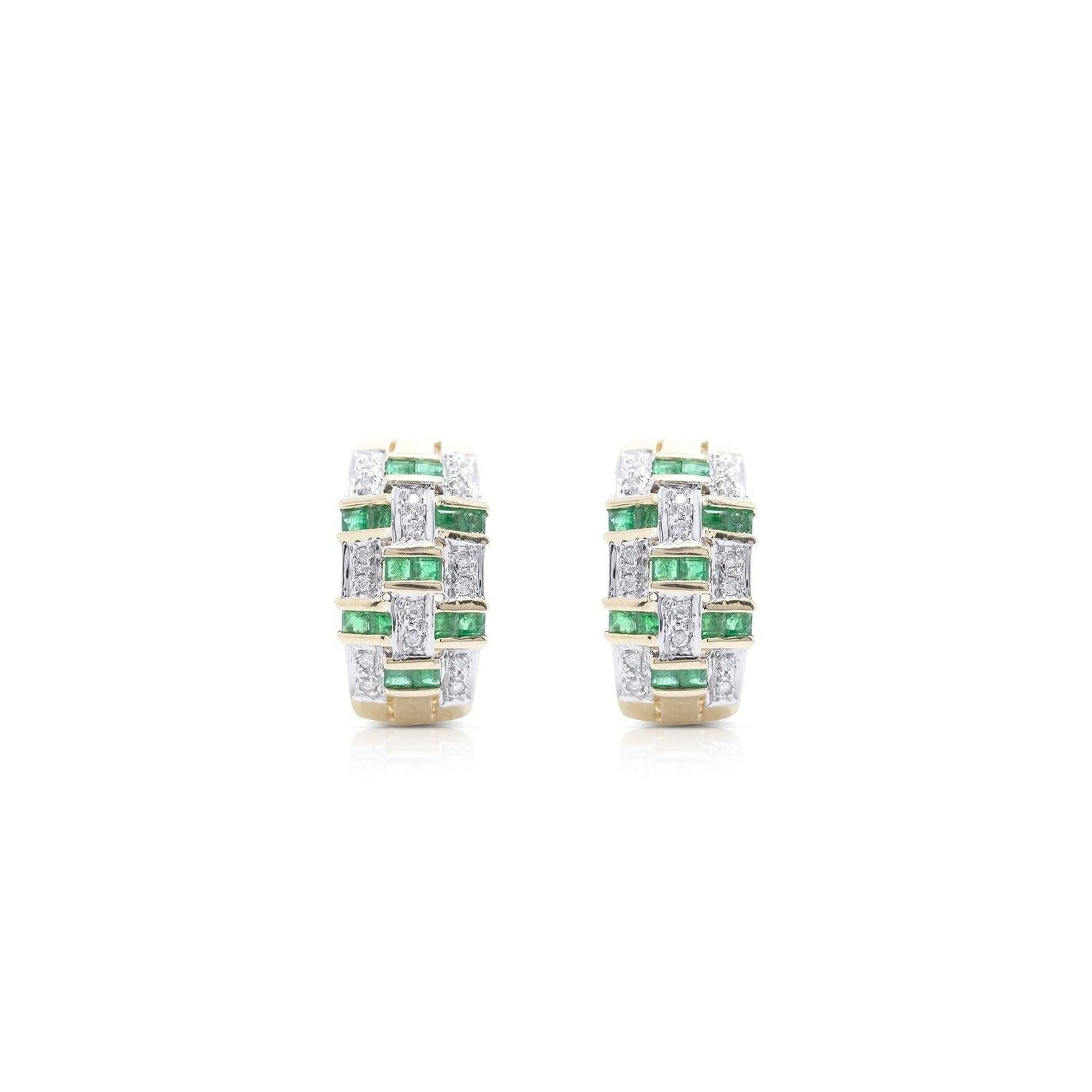 Emerald and Diamond Huggie Earrings