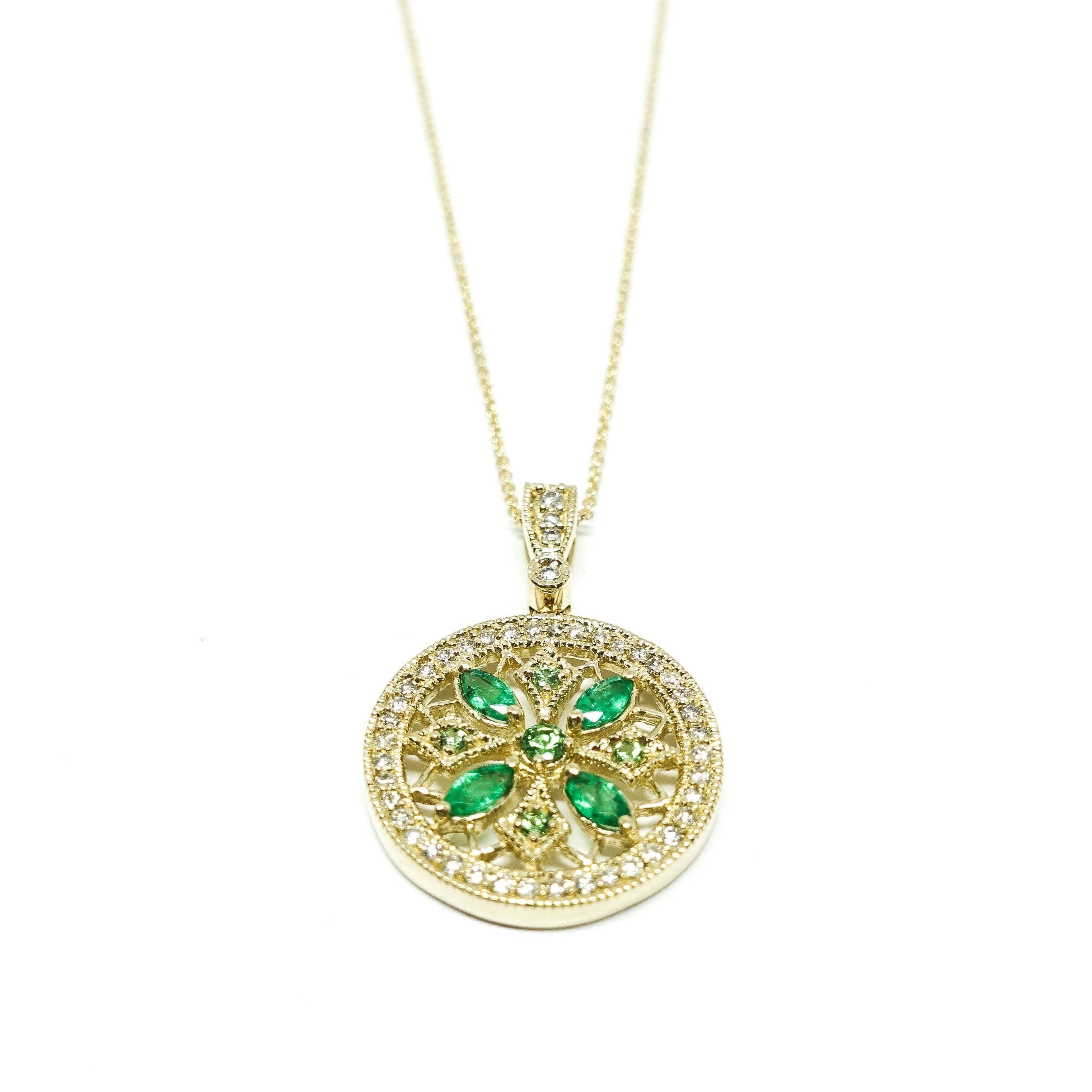 Emerald and Diamond Pendant Necklace