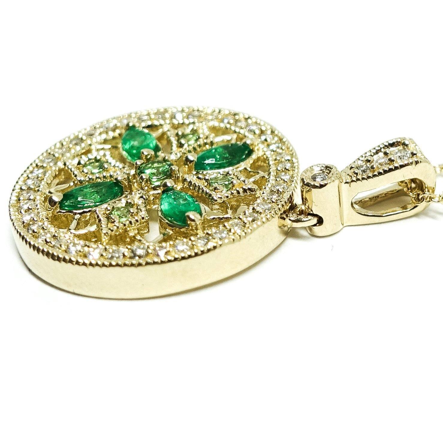 Emerald and Diamond Pendant Necklace