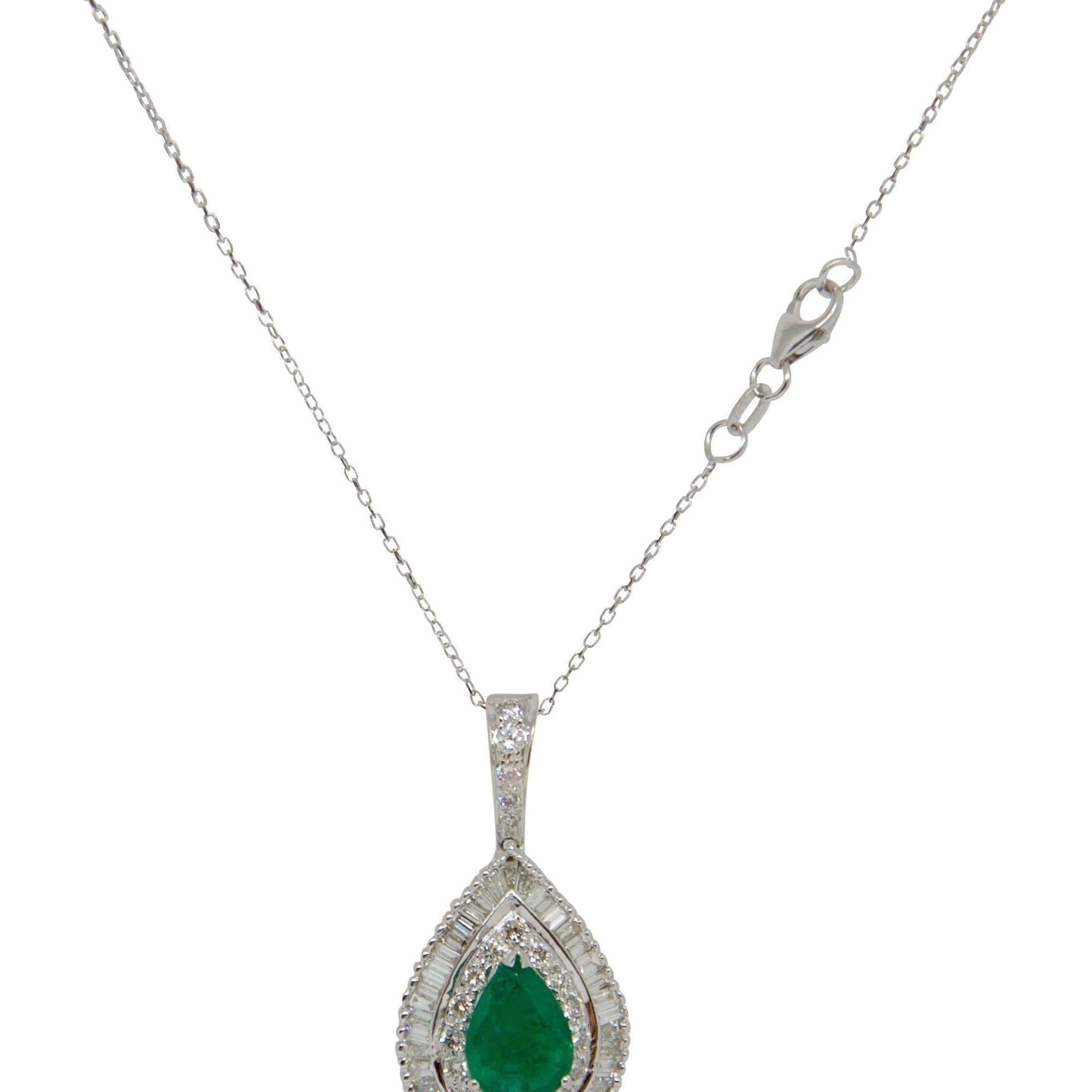 Emerald and Diamond Pendant Necklace