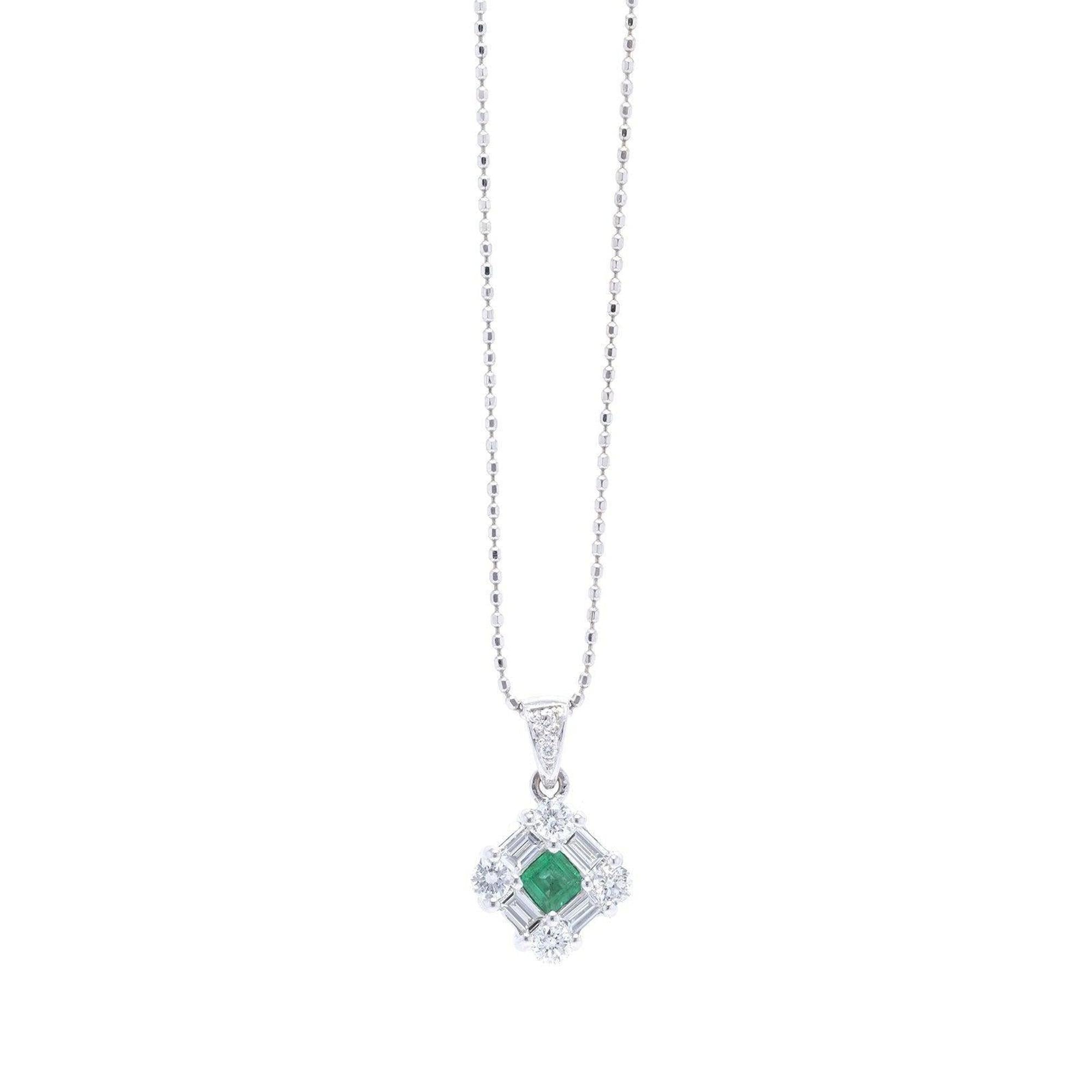 Emerald and Diamond Pendant Necklace