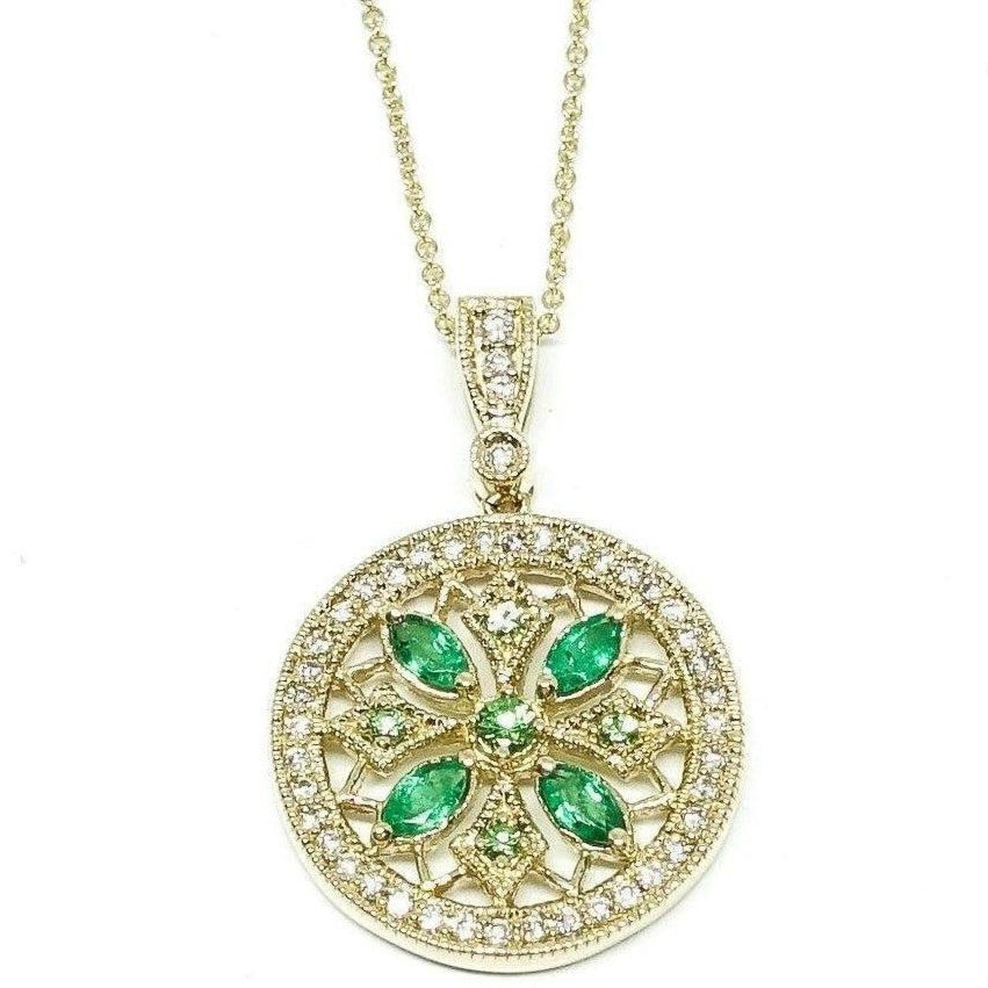 Emerald and Diamond Pendant Necklace