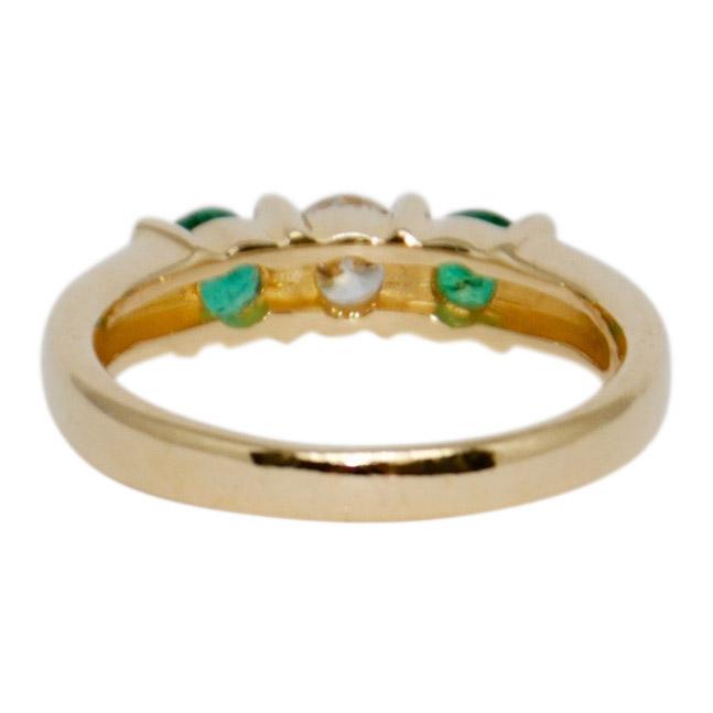 Emerald and Diamond Three Stone Ring