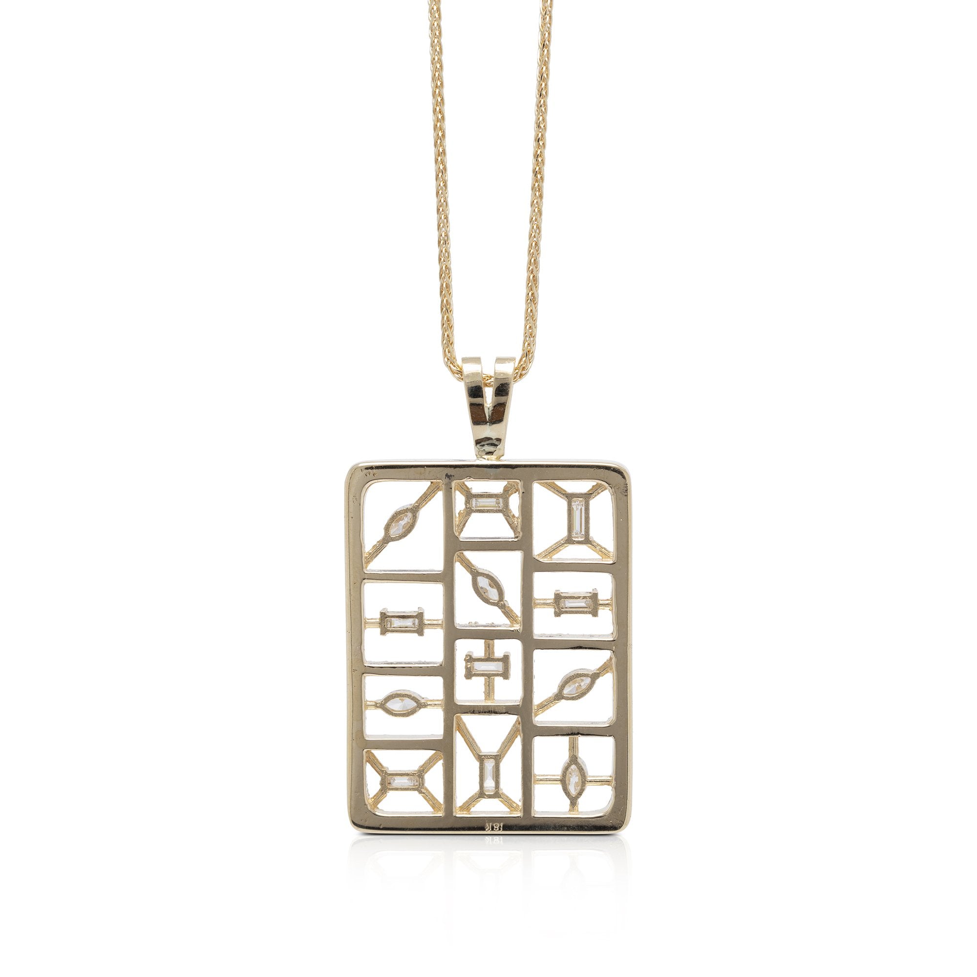 Fancy Design Rectangular Diamond Pendant Necklace