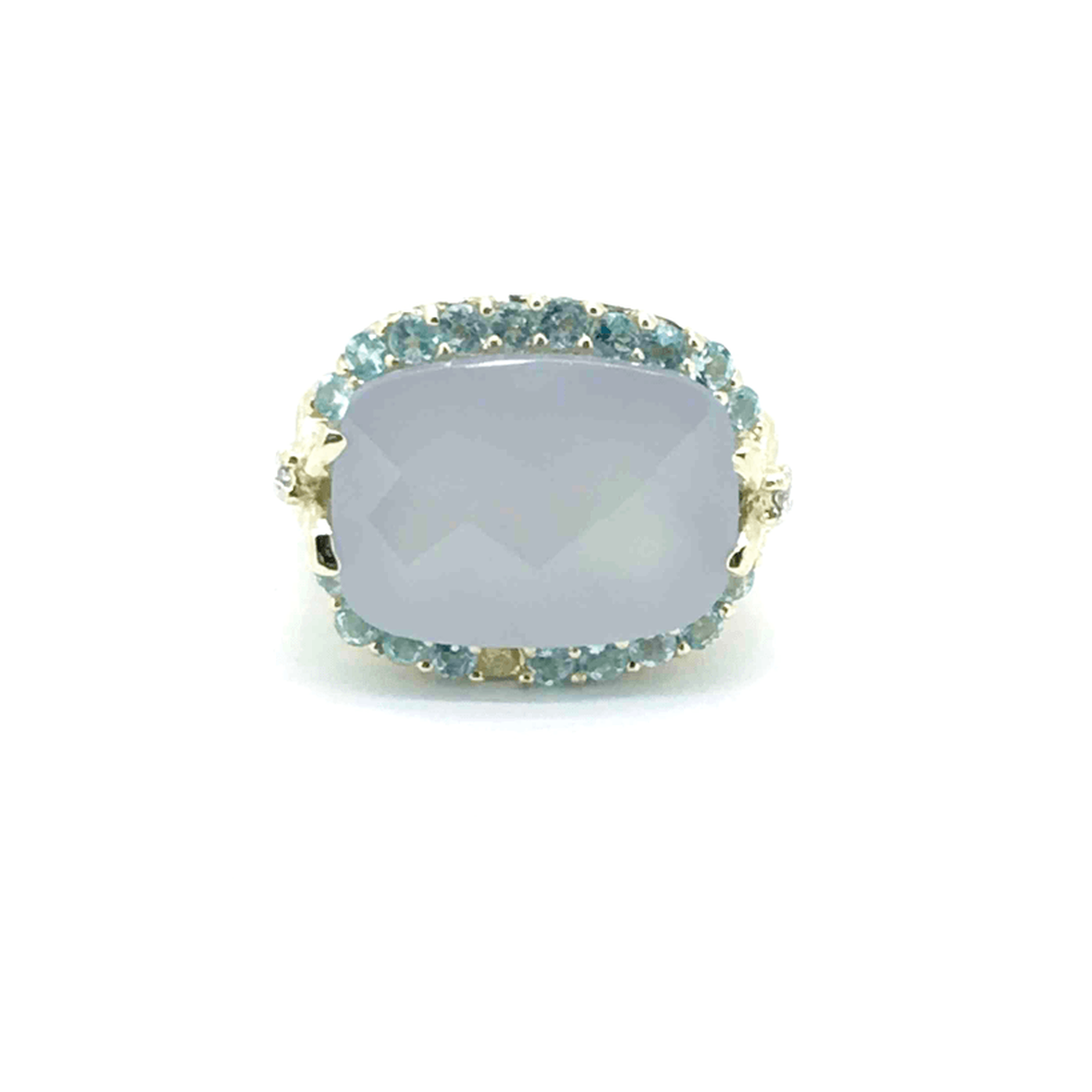 Feldspar,Blue Topaz, Diamond Cocktail Ring