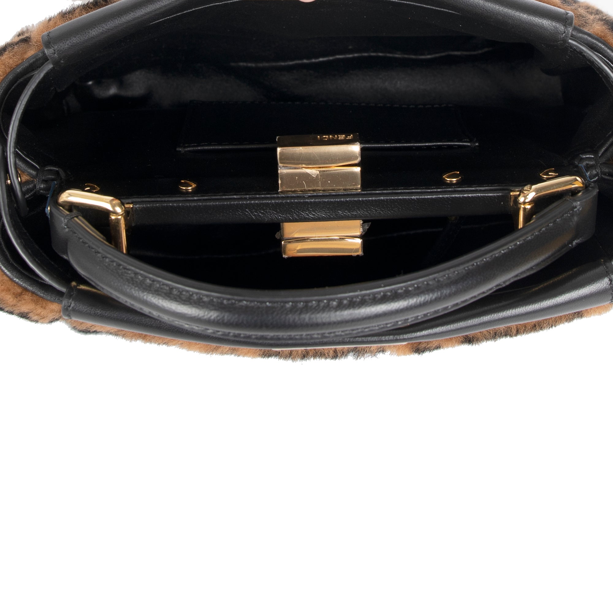 Fendi 2020 Mini Shearling Zucca Peekaboo Bag w/ Box