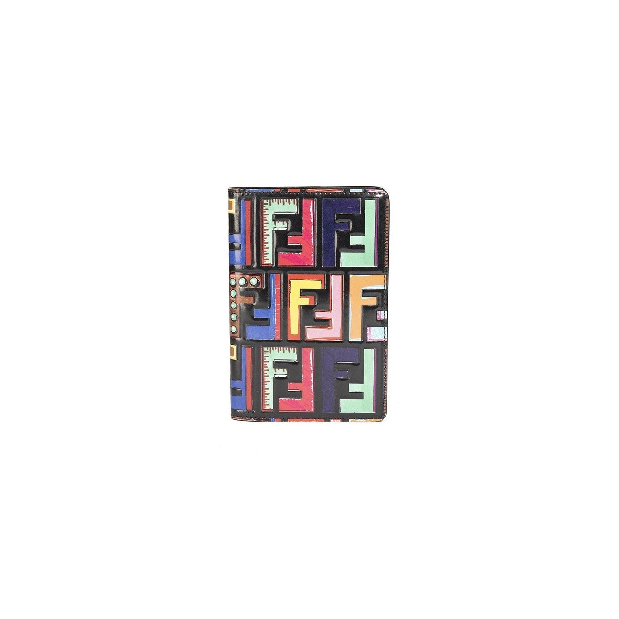 Fendi Fun Fair Multicolour Leather Passport Holder w/ Box