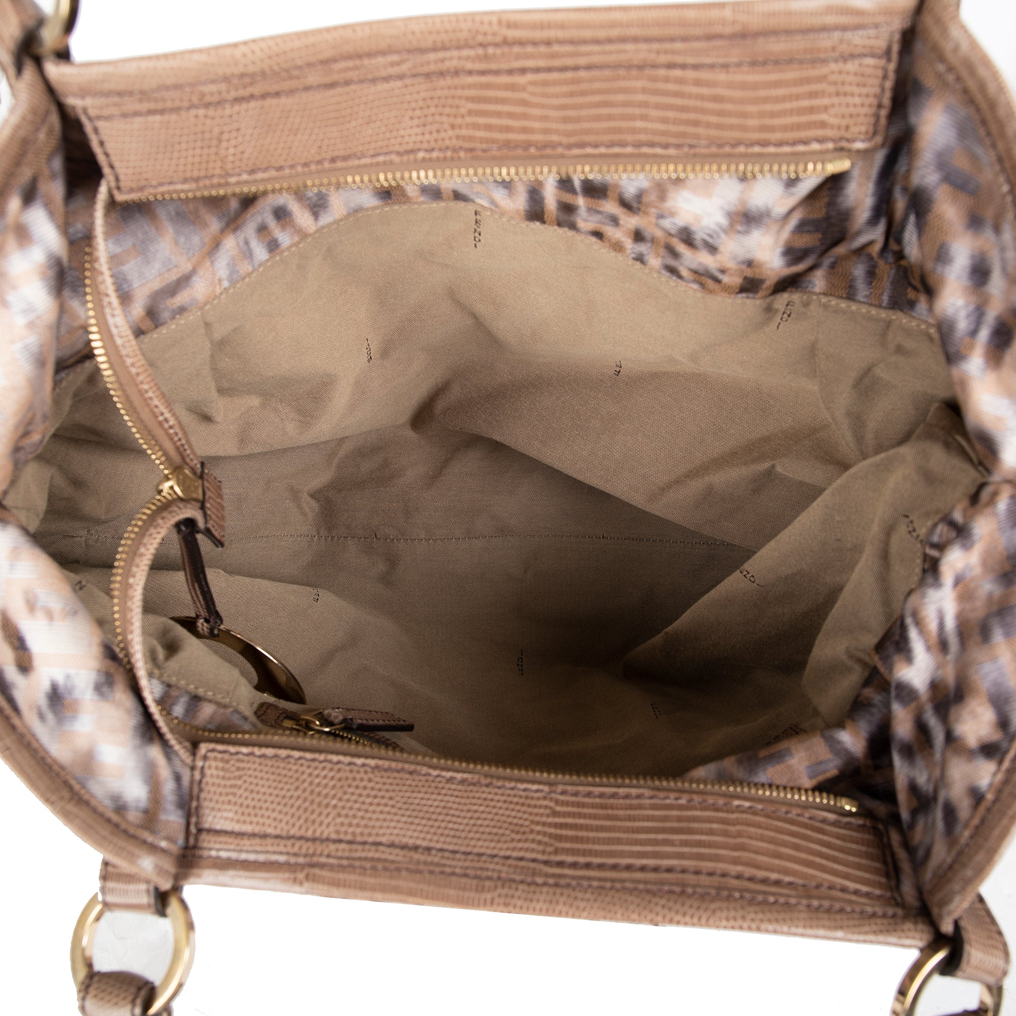 Fendi Large Lizard-Trimmed Zucca Chef Tote