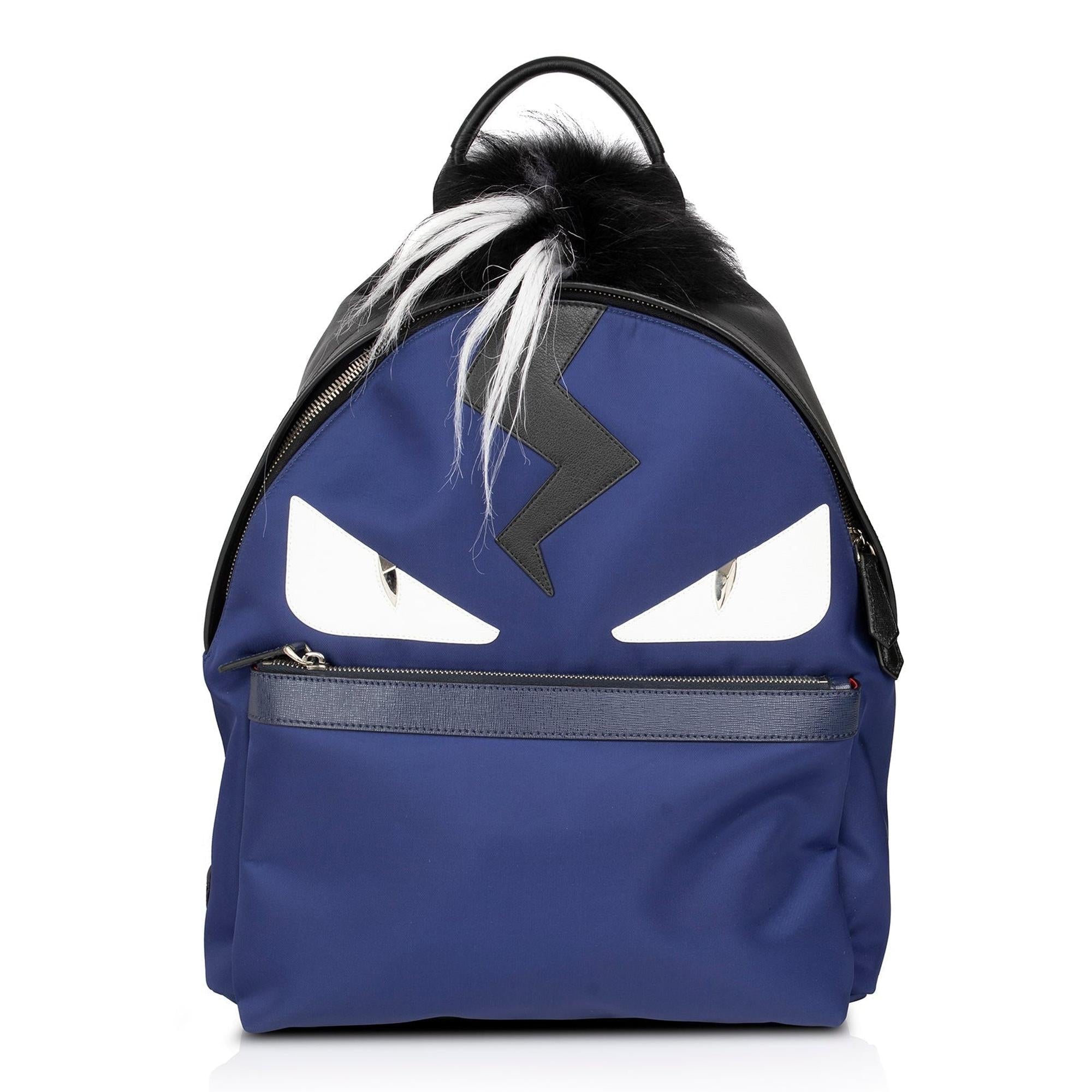 Fendi Leather-Trimmed Nylon Monster Backpack