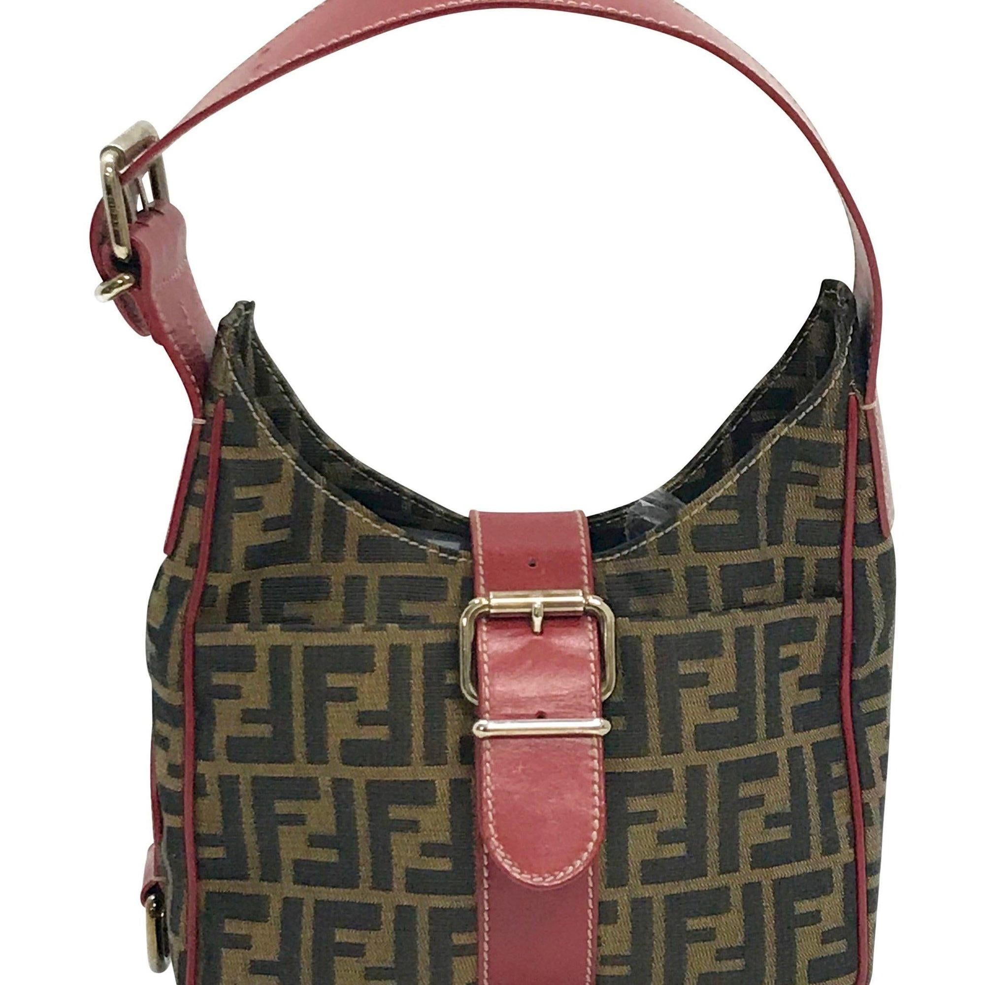 Fendi Leather-Trimmed Zucca Hobo