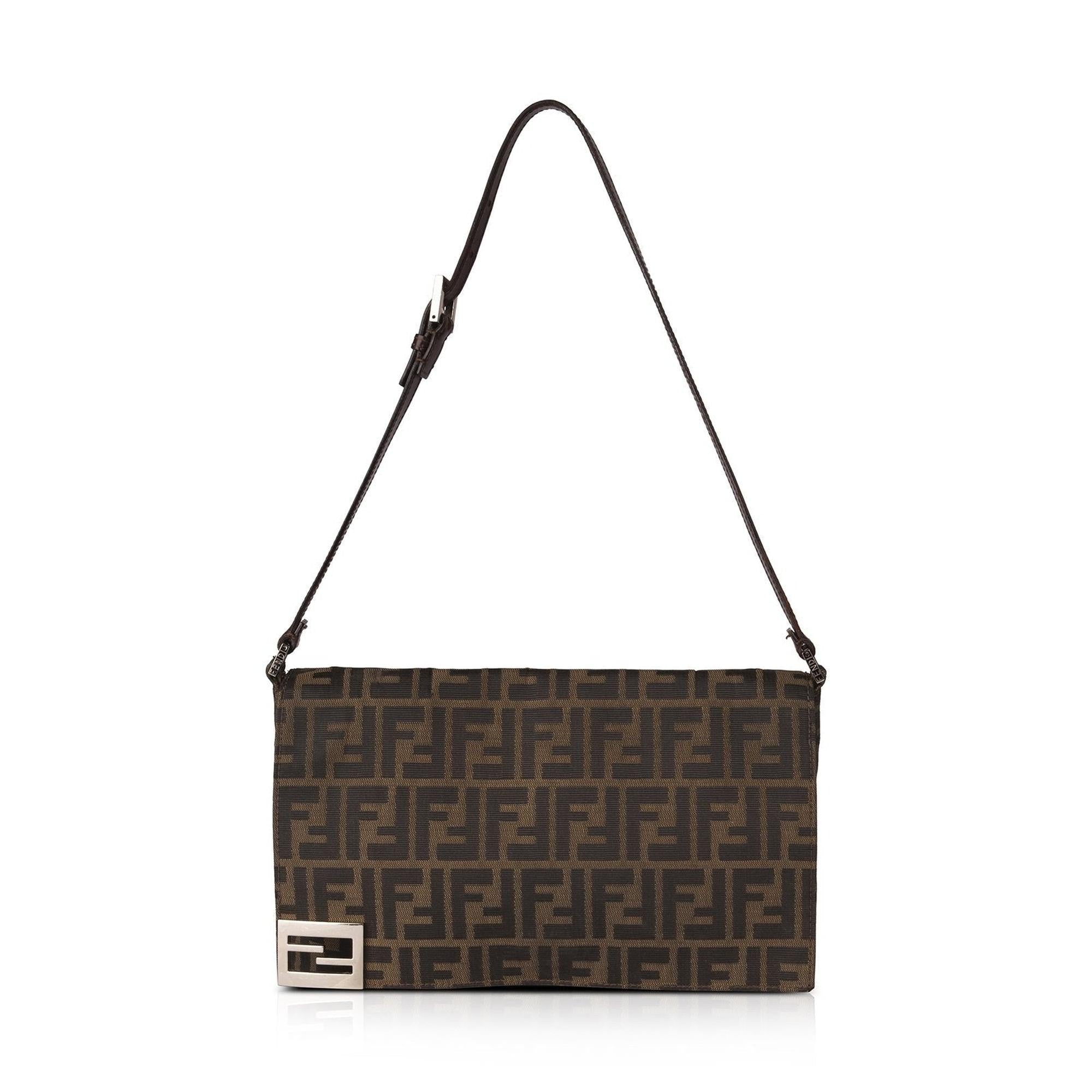 Fendi Leather-Trimmed Zucca Shoulder Bag