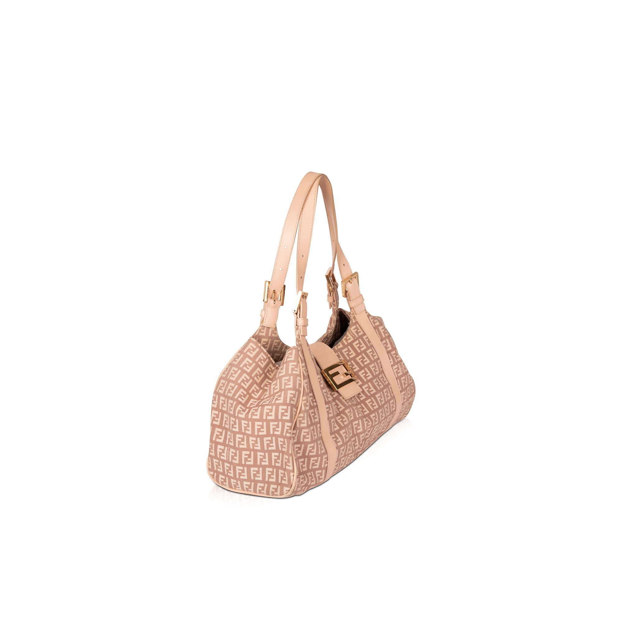 Fendi Leather-Trimmed Zucchino Shoulder Bag