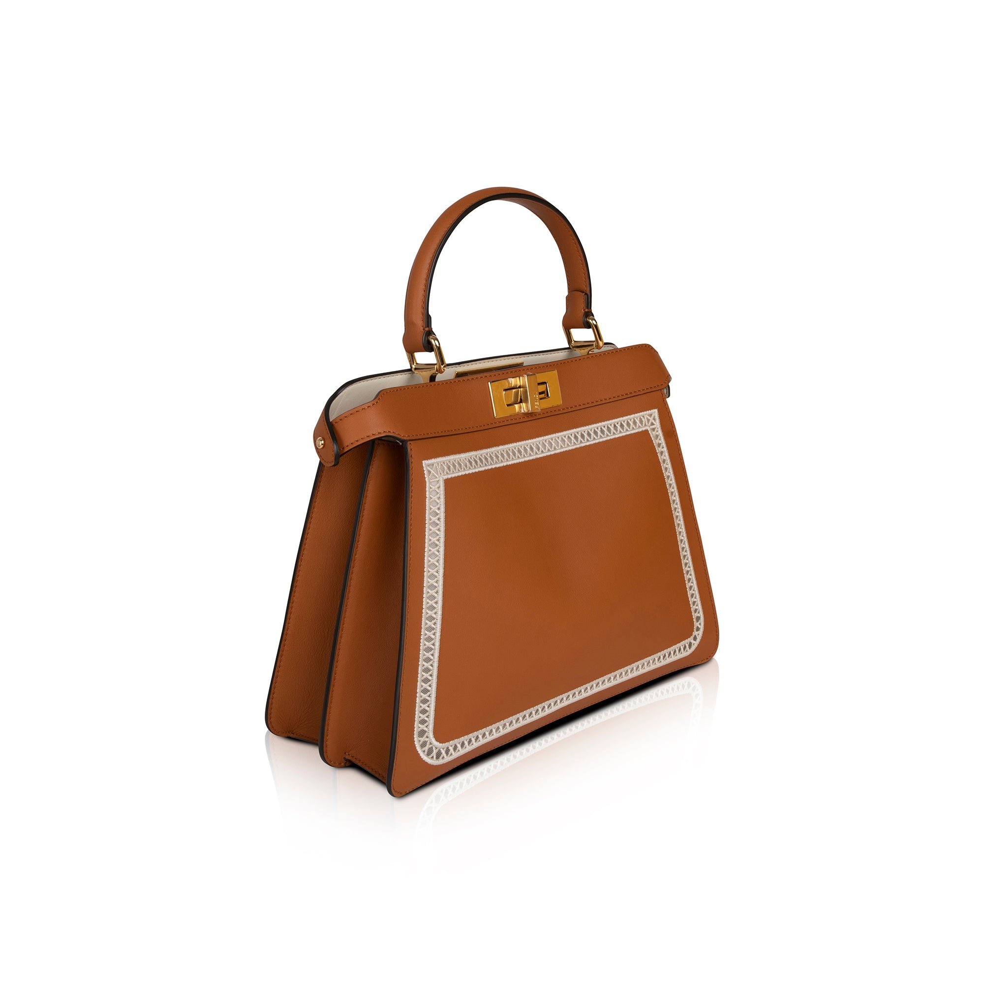 Fendi Medium Embroidered Leather Peekaboo Iseeu Bag w/ Box