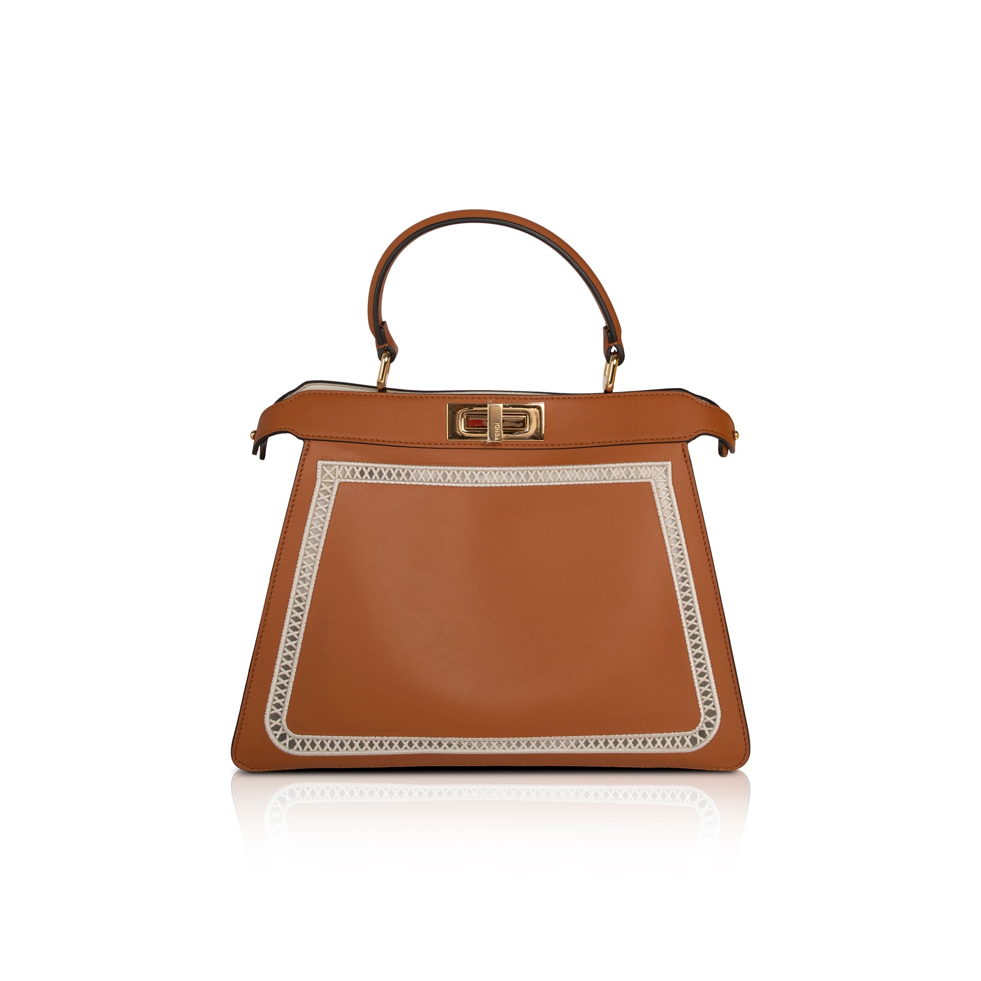 Fendi Medium Embroidered Leather Peekaboo Iseeu Bag w/ Box