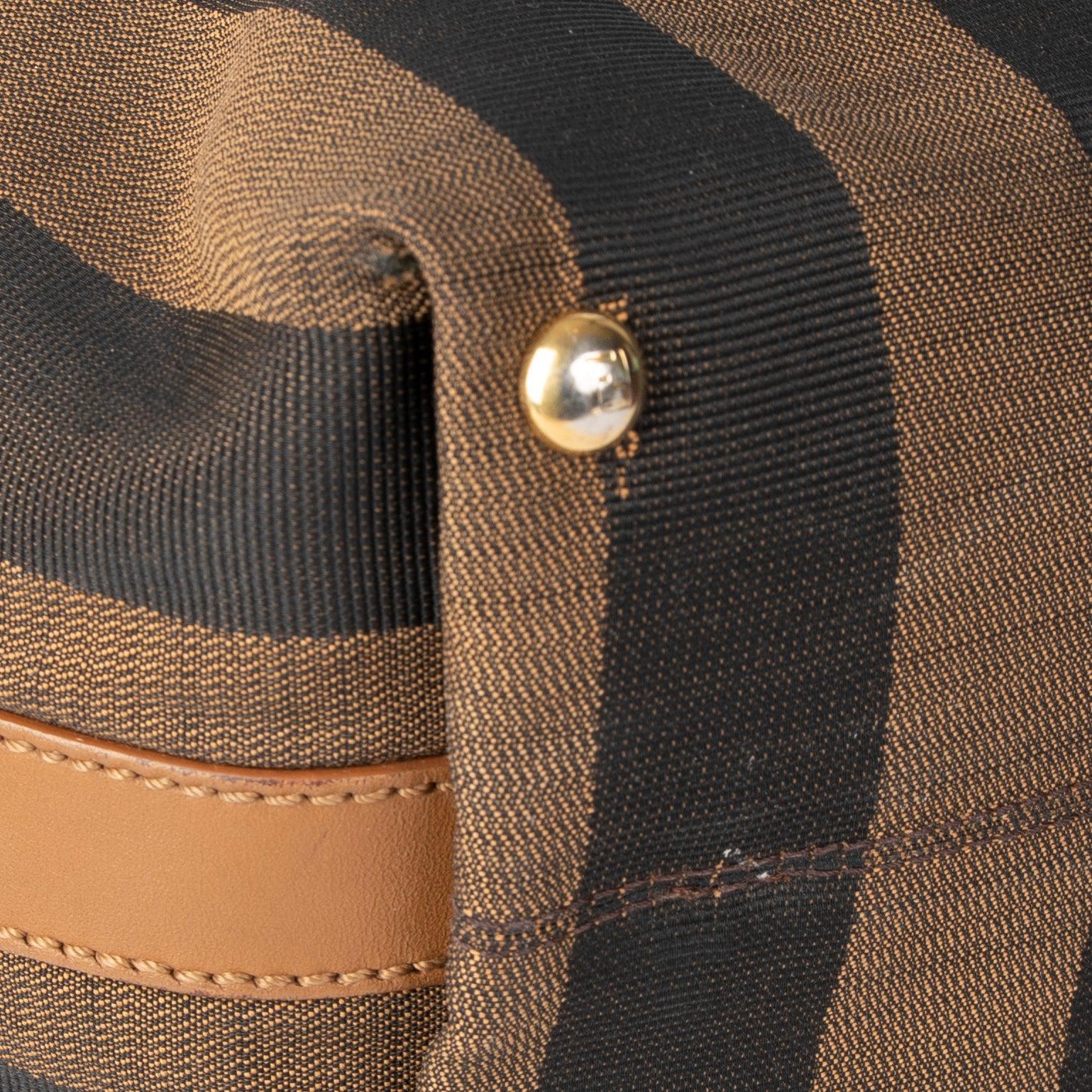 Fendi Pequin Stripe Canvas & Leather Tote