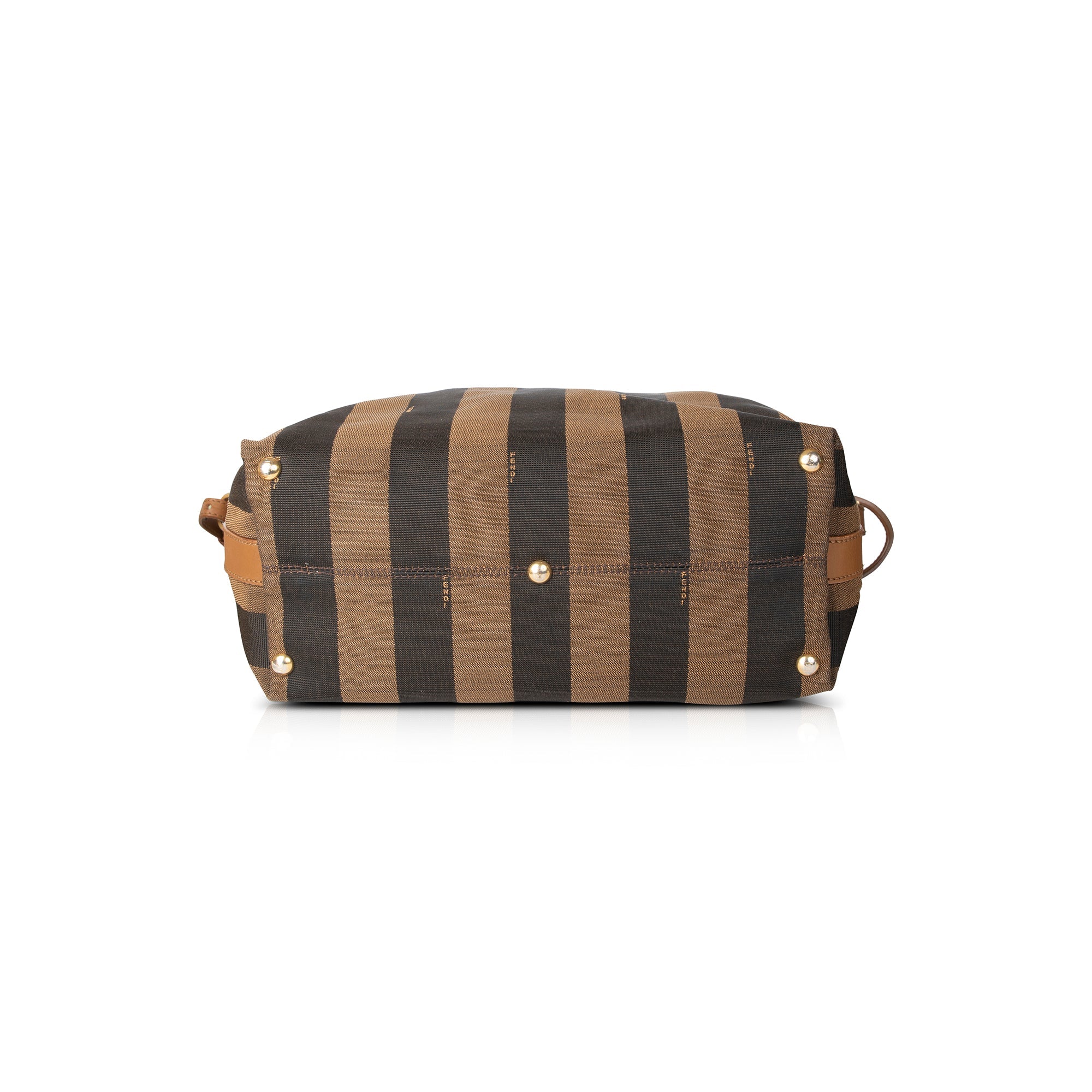Fendi Pequin Stripe Canvas & Leather Tote
