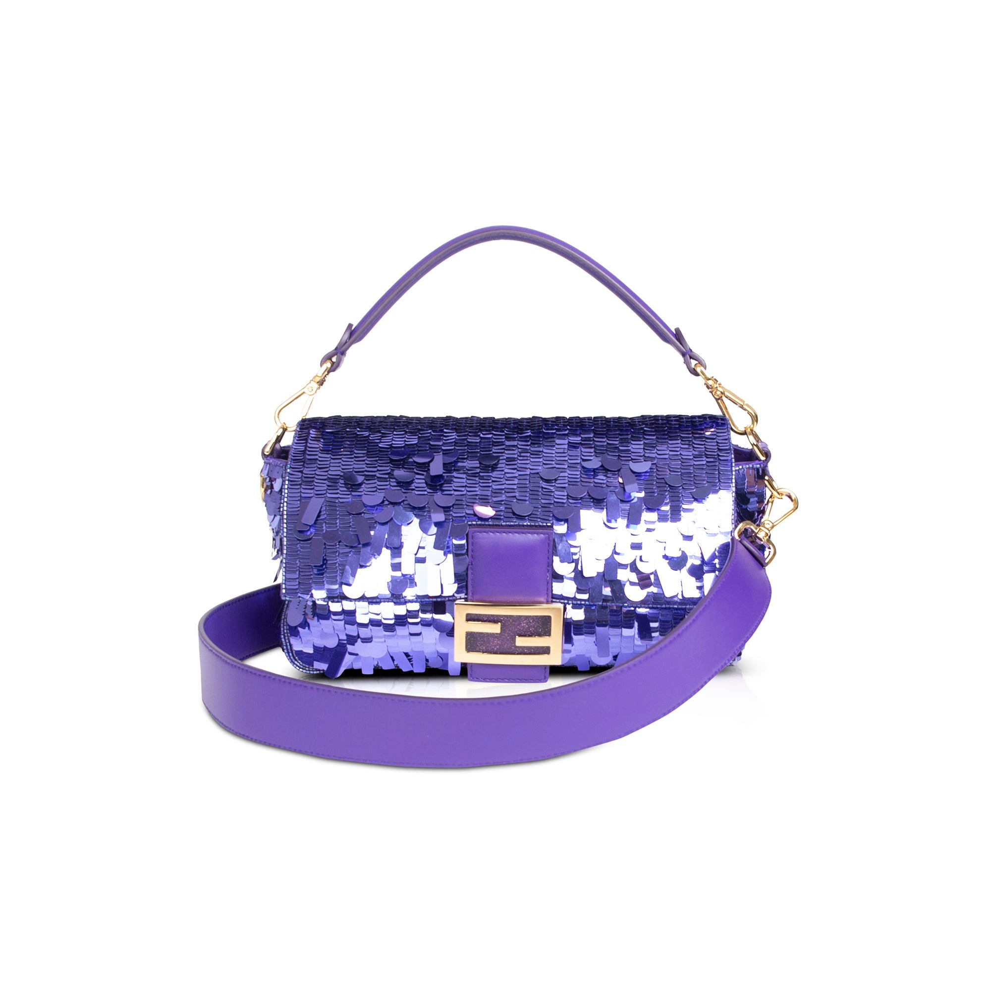 Fendi Purple Sequined Baguette Bag w/ Box