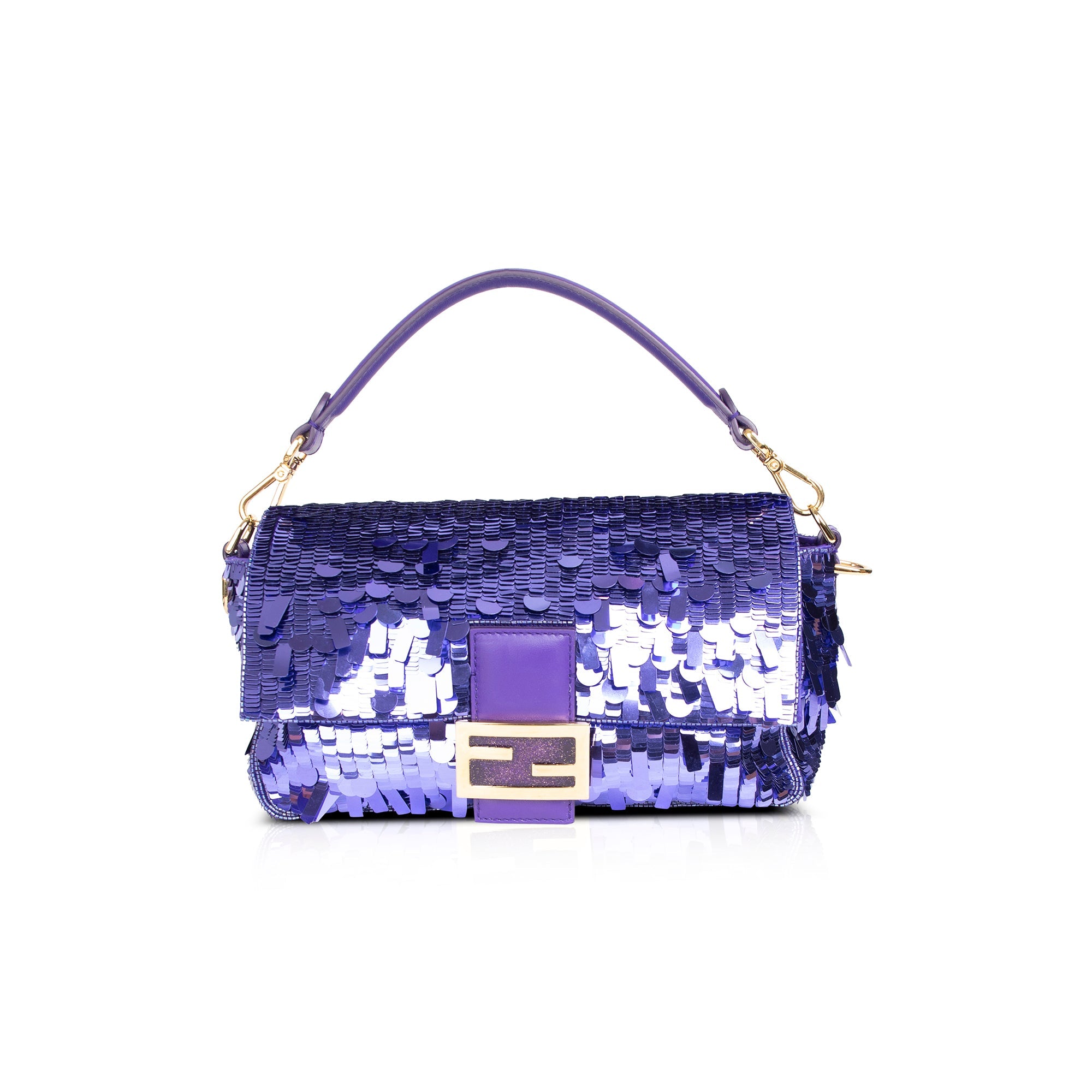 Fendi Purple Sequined Baguette Bag w/ Box