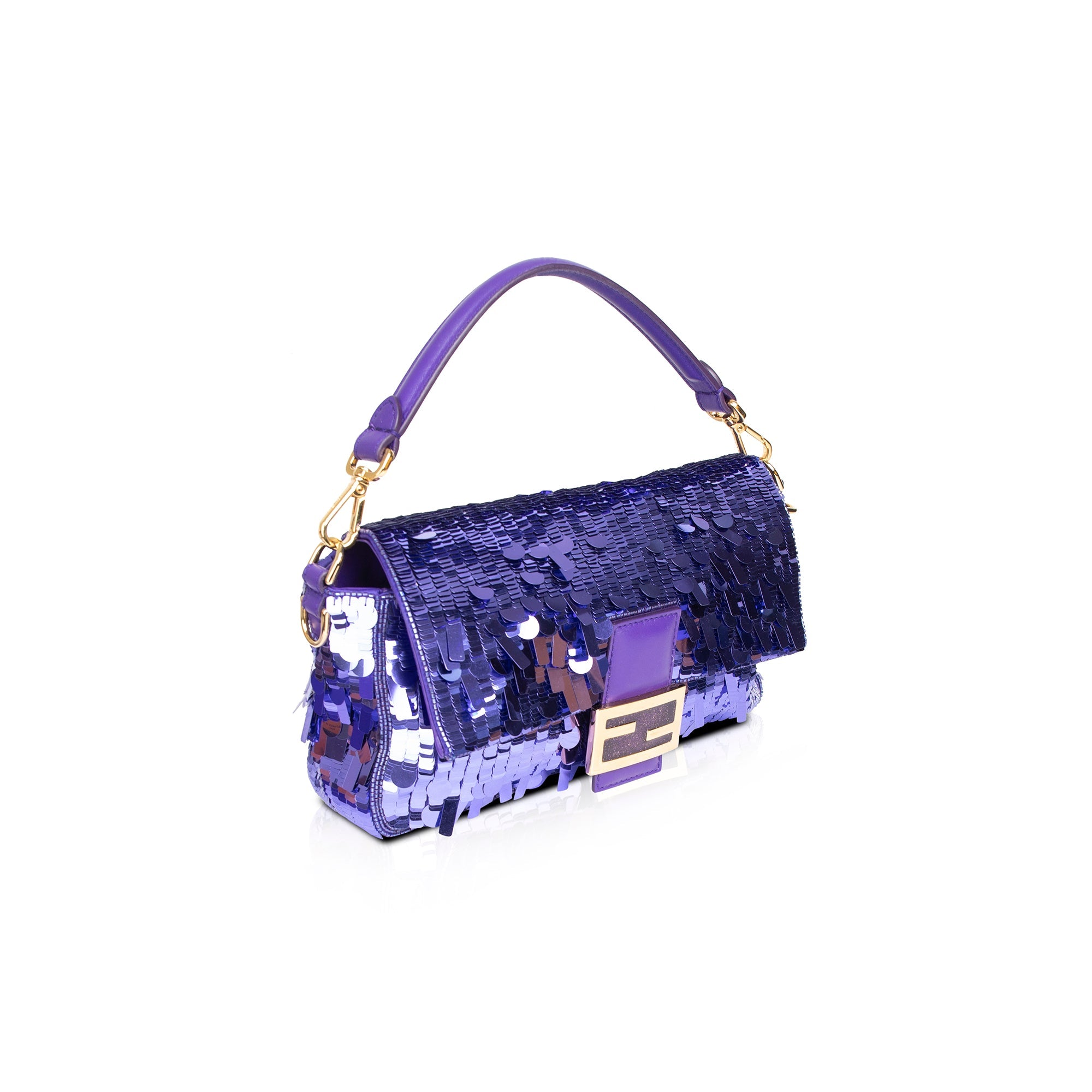 Fendi Purple Sequined Baguette Bag w/ Box