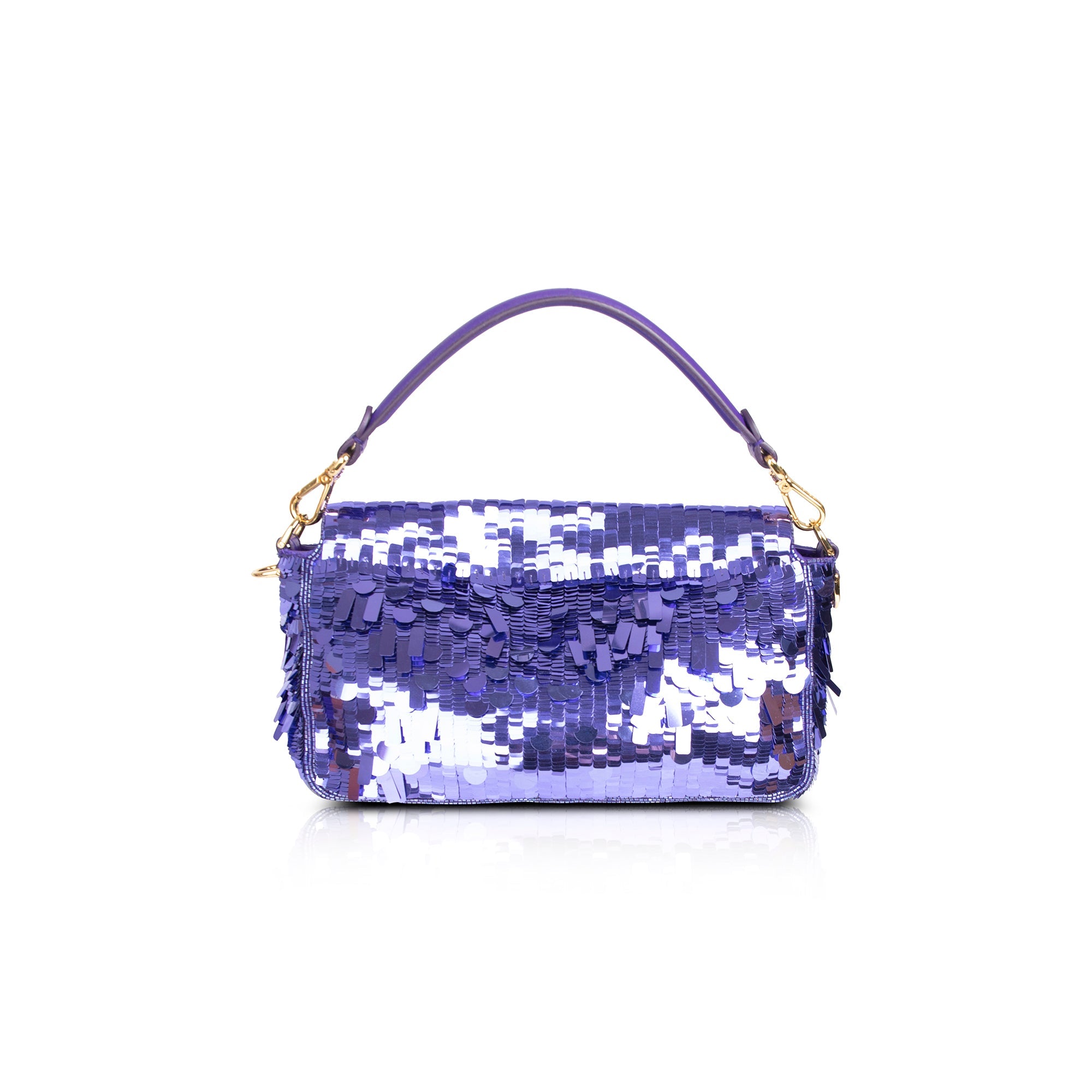 Fendi Purple Sequined Baguette Bag w/ Box