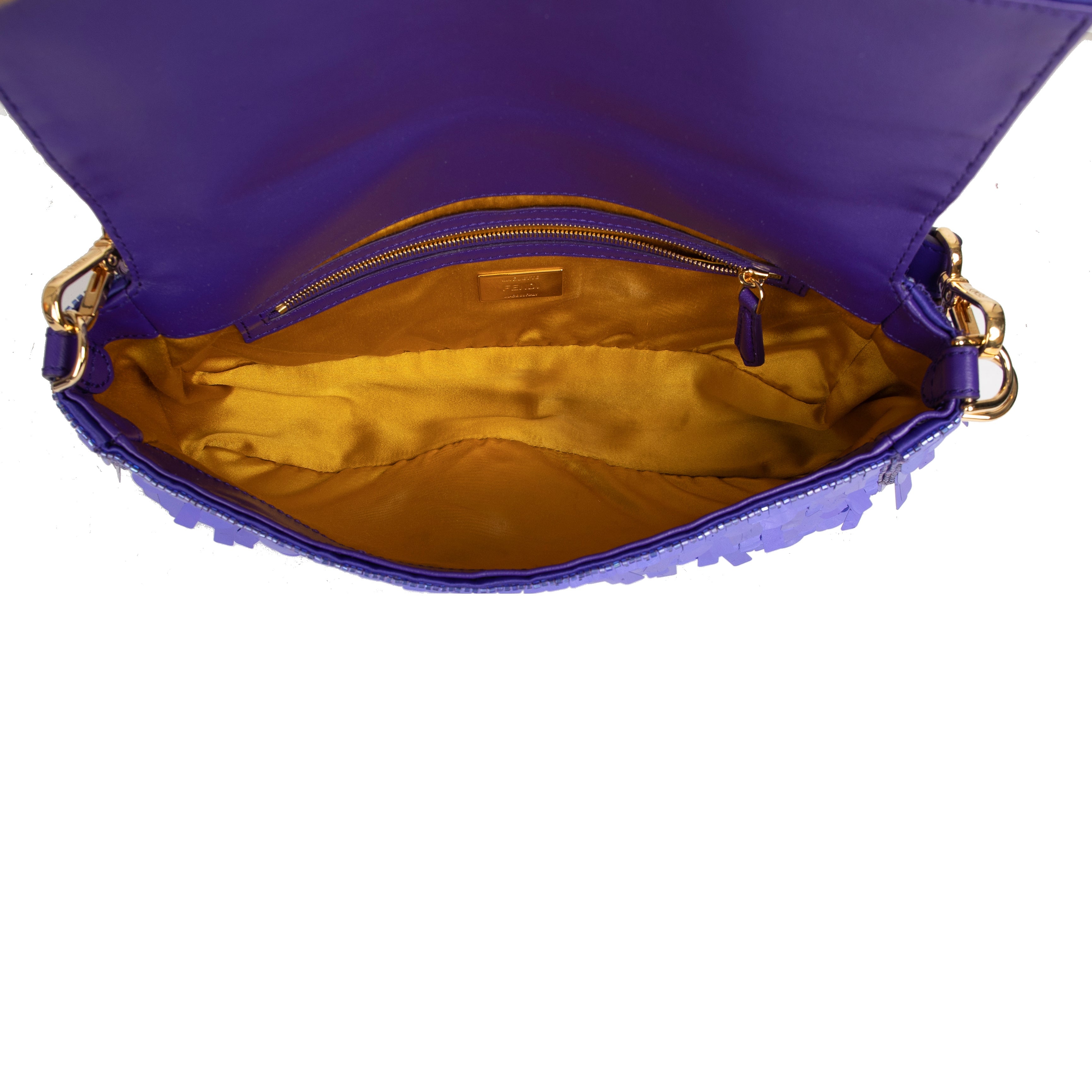 Fendi Purple Sequined Baguette Bag w/ Box