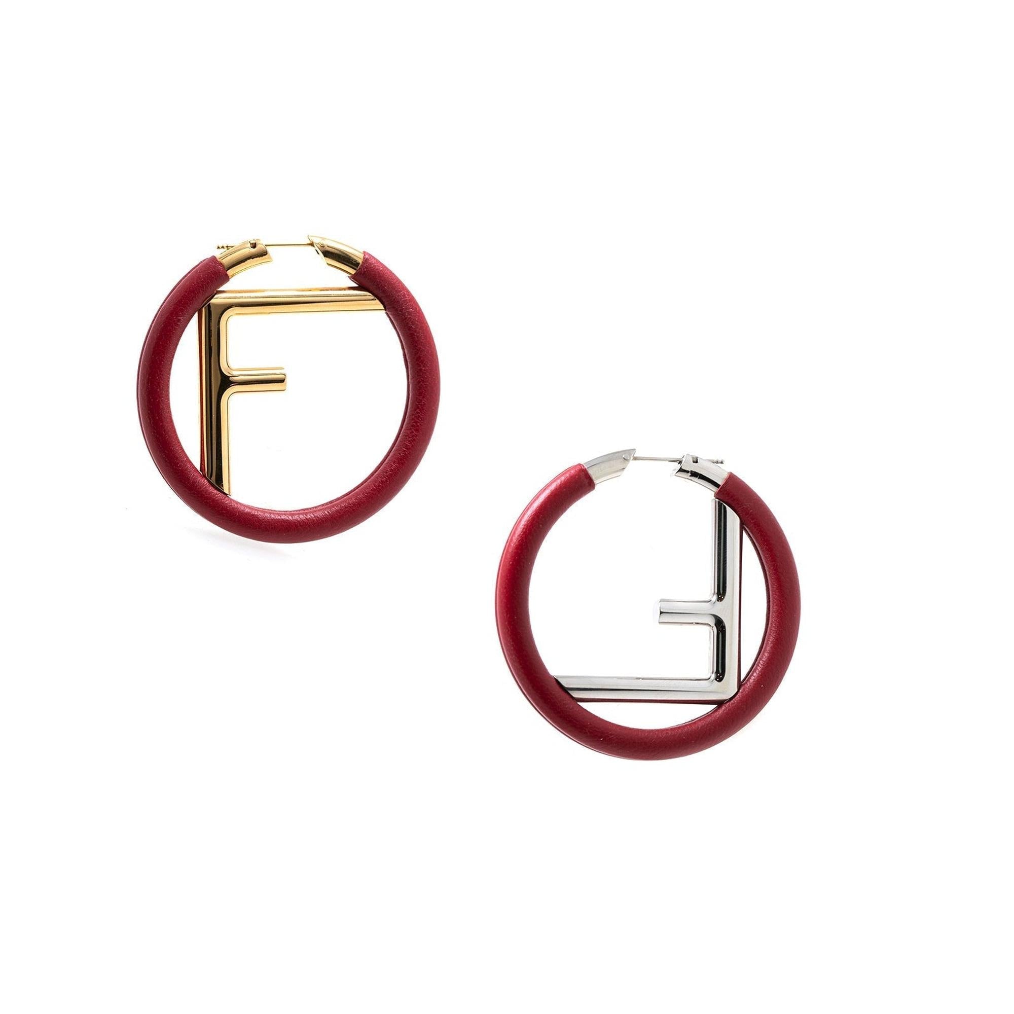 Fendi Red F is Fendi Hoop Earrings w/ Box