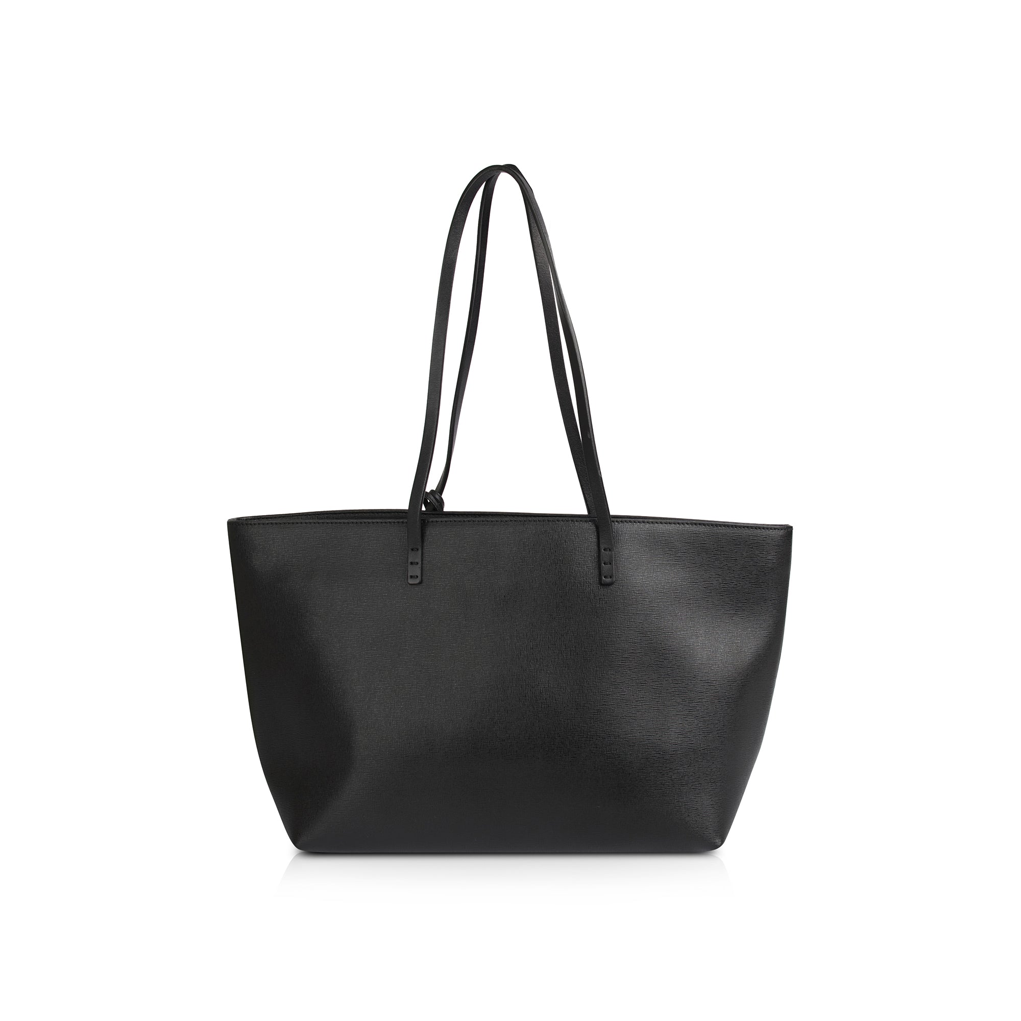 Fendi Small Leather and Shearling Logo Roll Tote