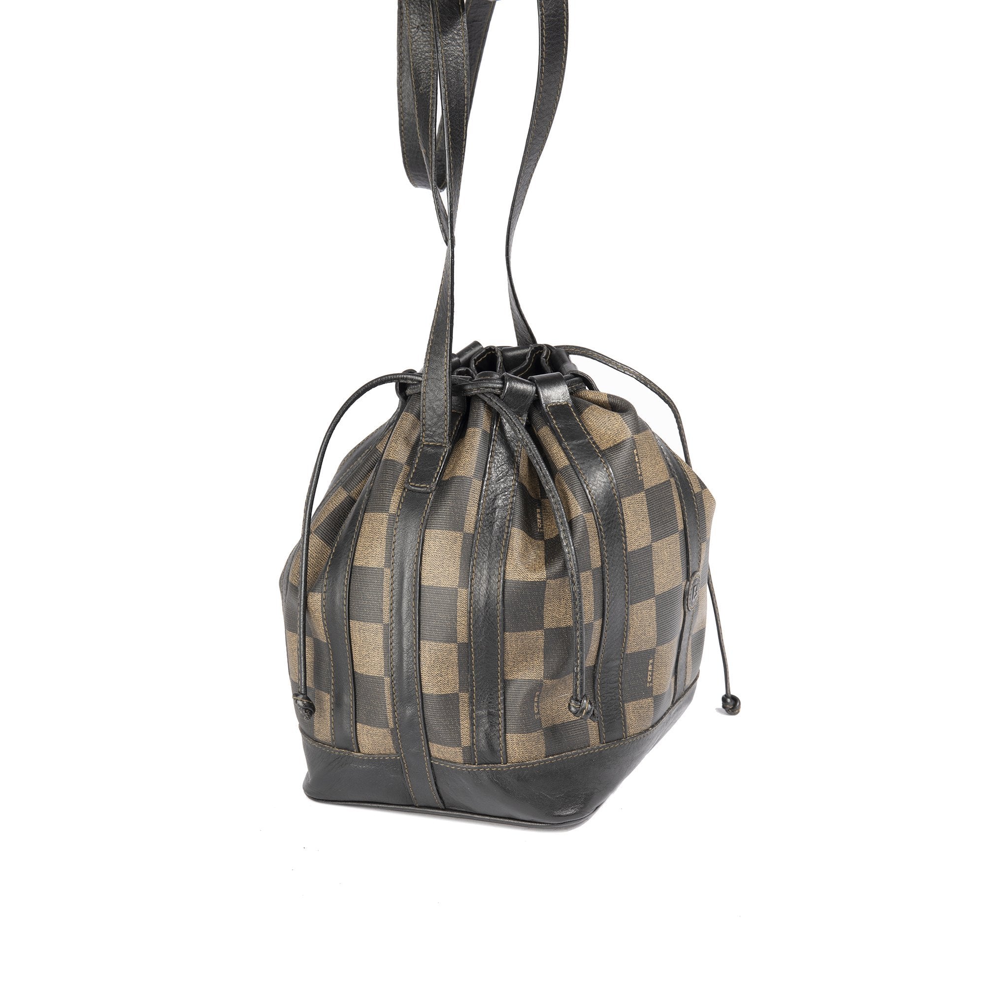 Fendi Vintage Checkered Bucket Bag