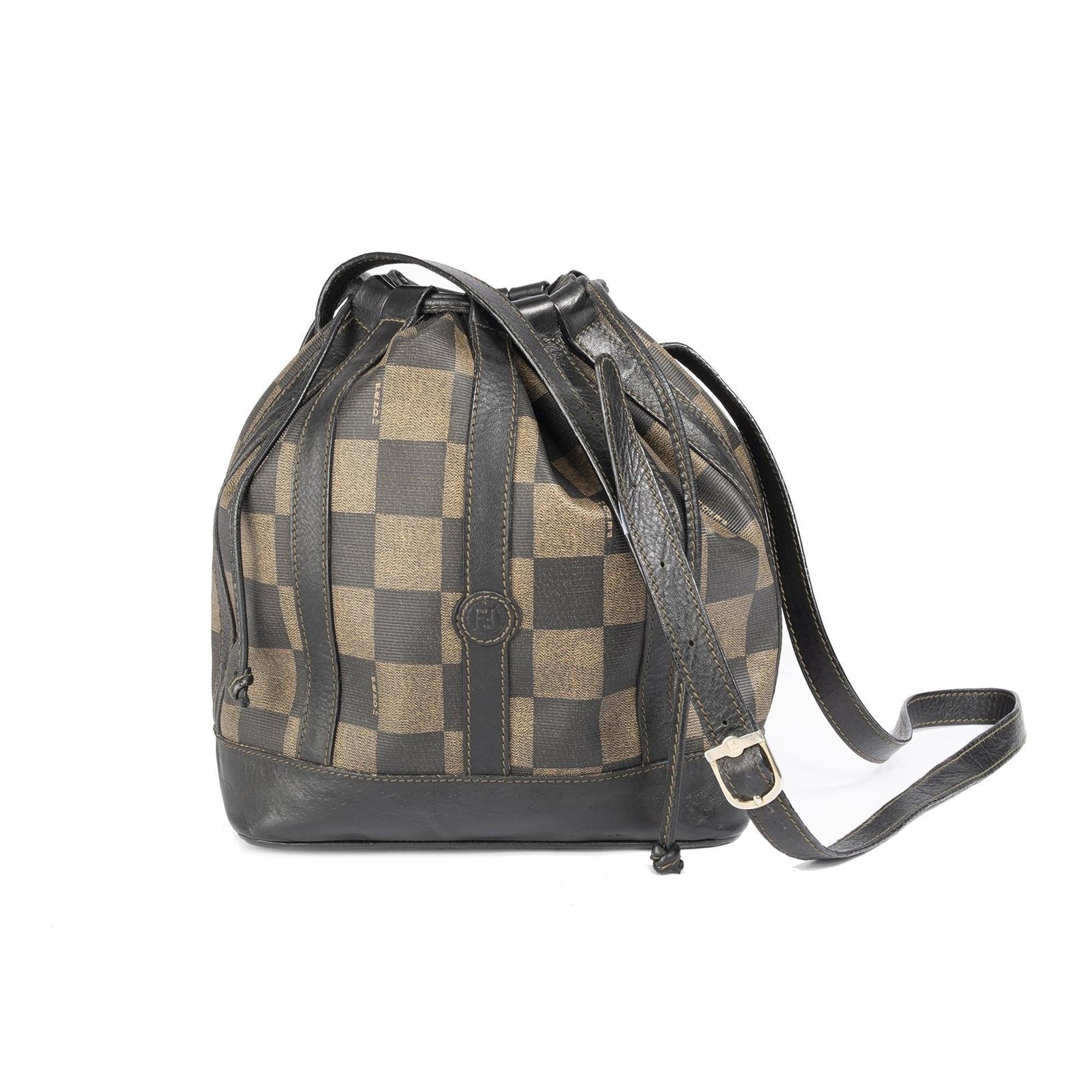 Fendi Vintage Checkered Bucket Bag