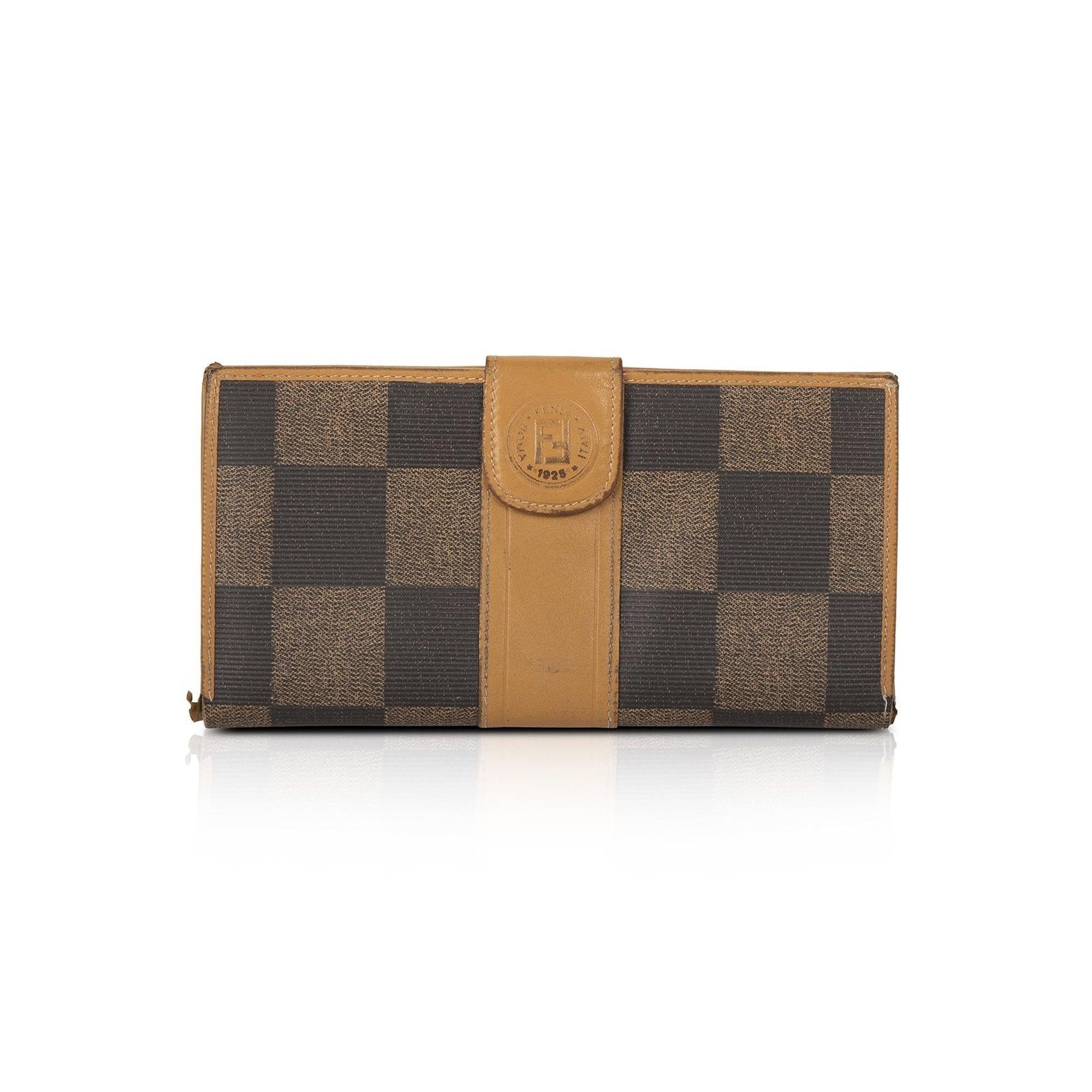 Fendi Vintage Checkered Continental Wallet