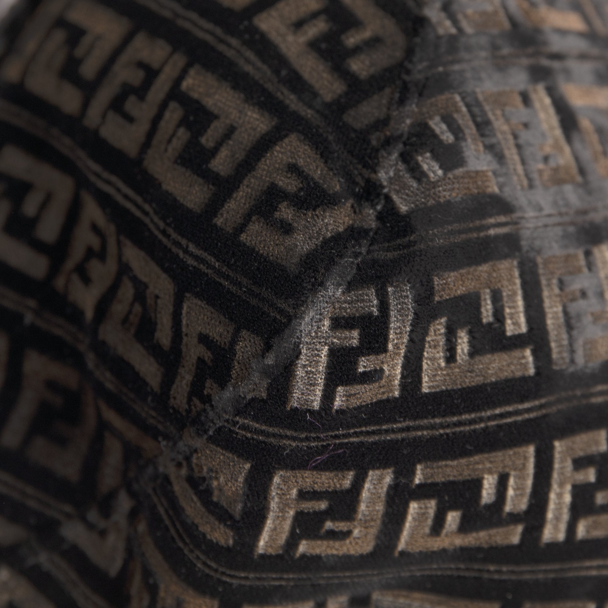 Fendi Vintage Velvet Zucca Resin Baguette Flap Bag