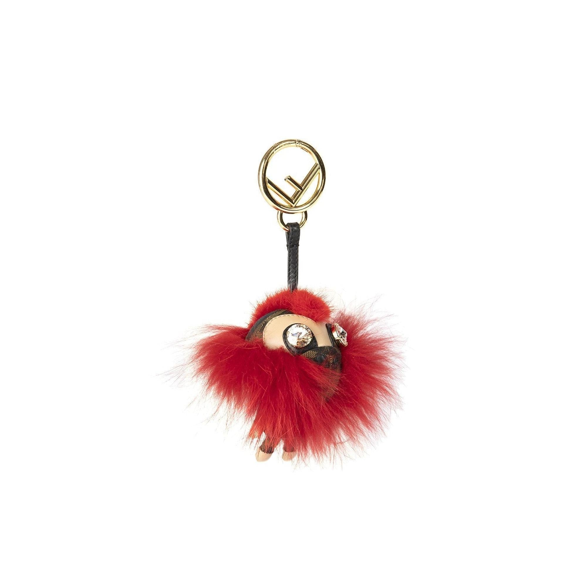 Fendi Zucca Canvas & Leather Space Monkey Bag Charm
