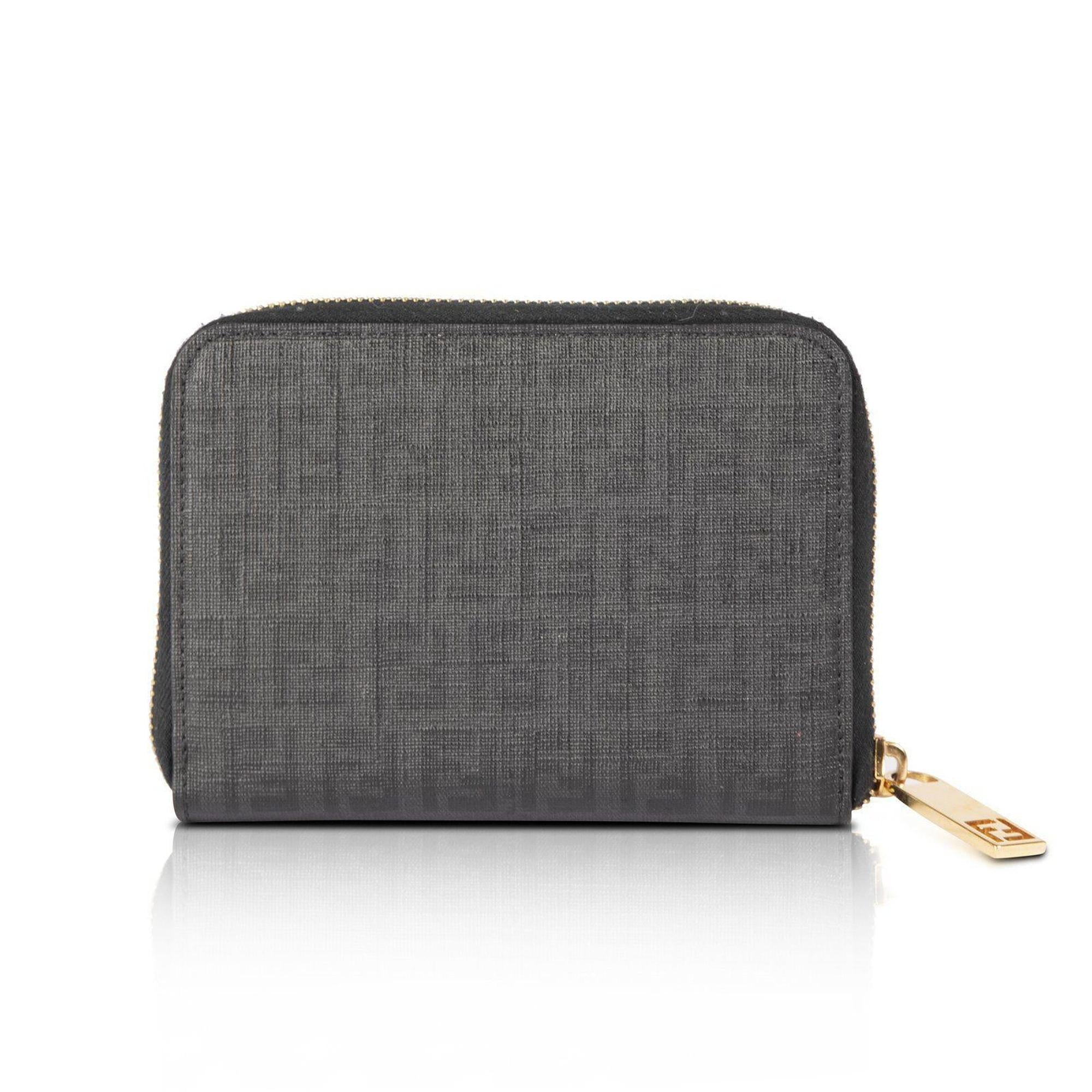 Fendi Zucchino Compact Zip Wallet